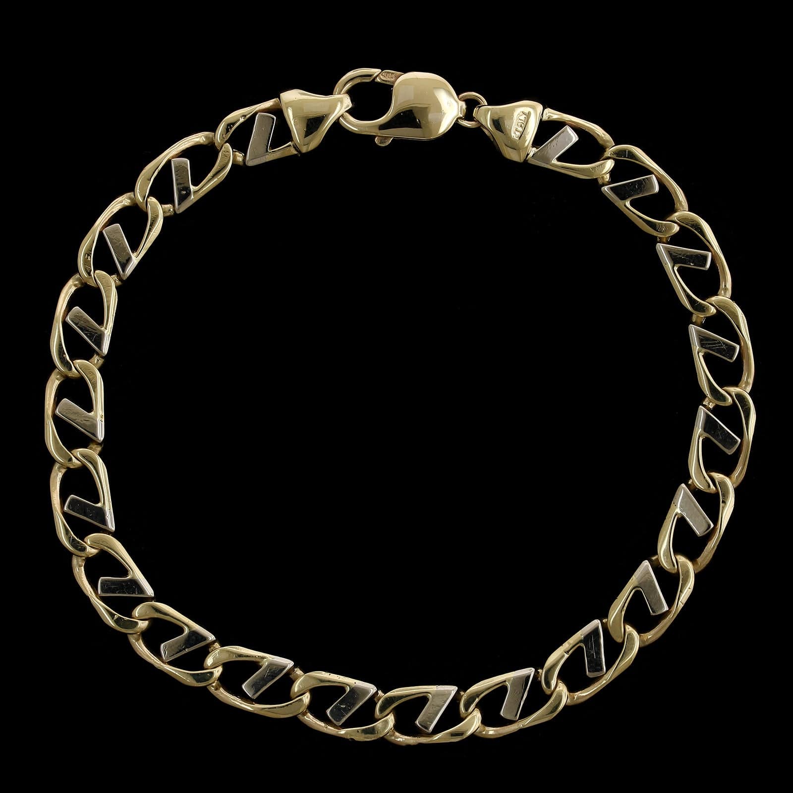 14K Two-tone Gold Estate Mariner Link Bracelet