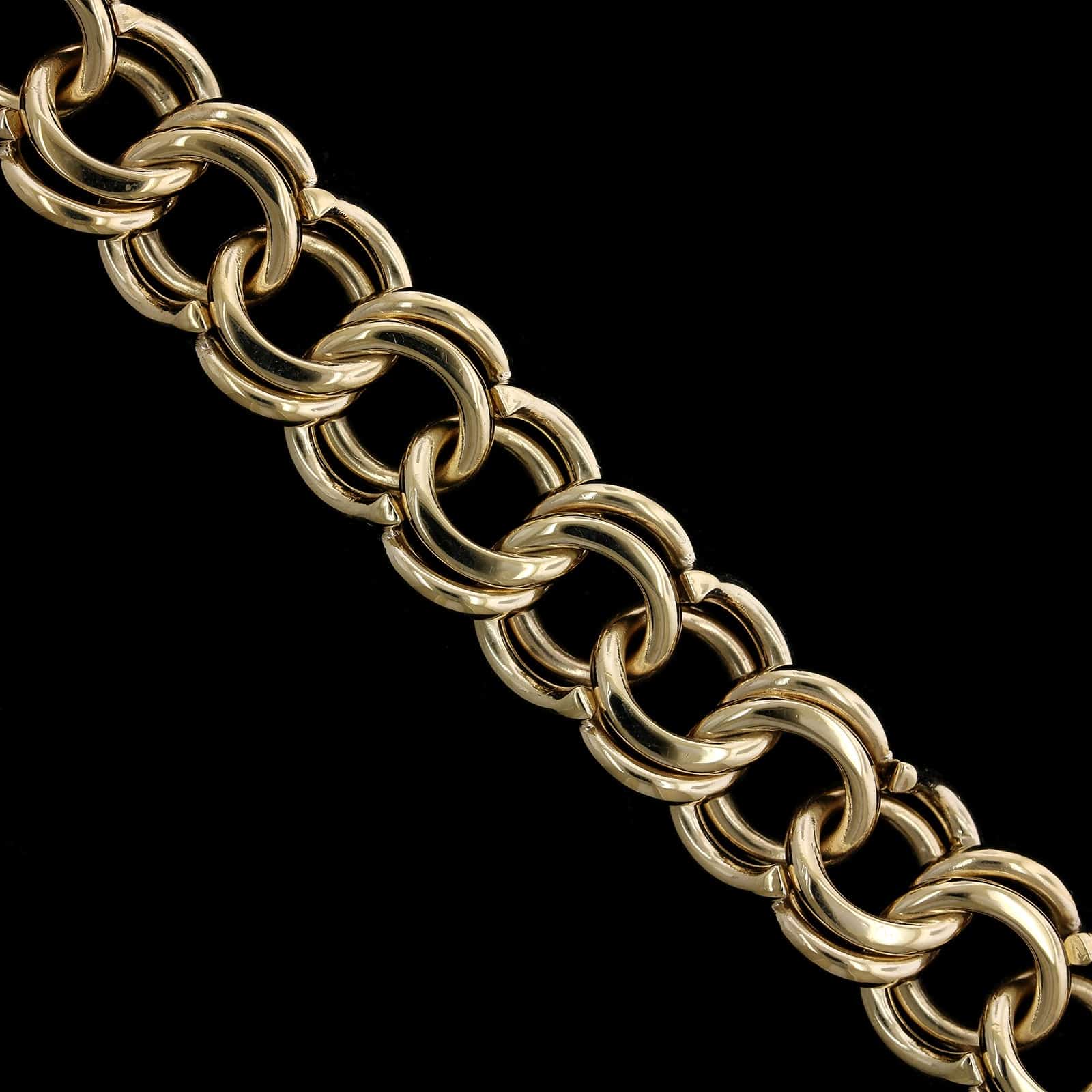 14K Yellow Gold Estate Double Link Charm Bracelet - Image 2