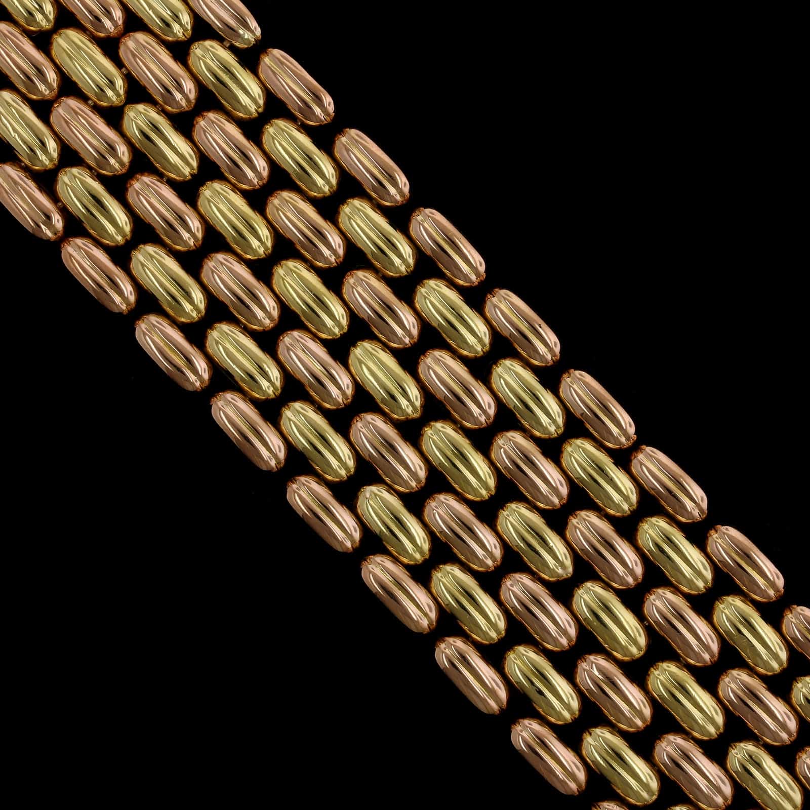 18K Yellow and Rose Gold Estate Wide Seven Row Bracelet - Image 2
