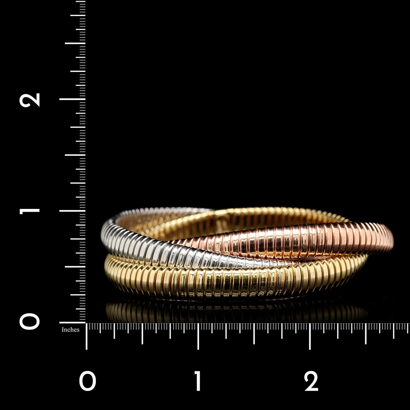 18K Tricolor Gold Estate Triple Tubogas Link Bracelet - Image 3