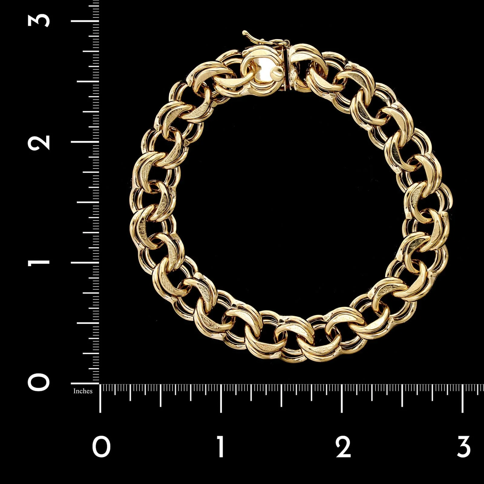 14K Yellow Gold Estate Double Link Charm Bracelet - Image 2