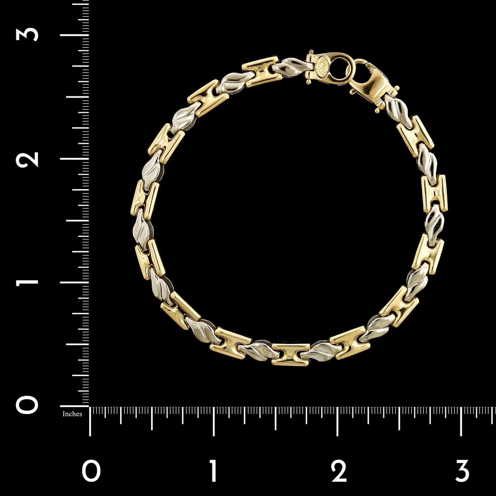 18K Two-tone Gold Estate Fancy Link Bracelet - Image 2