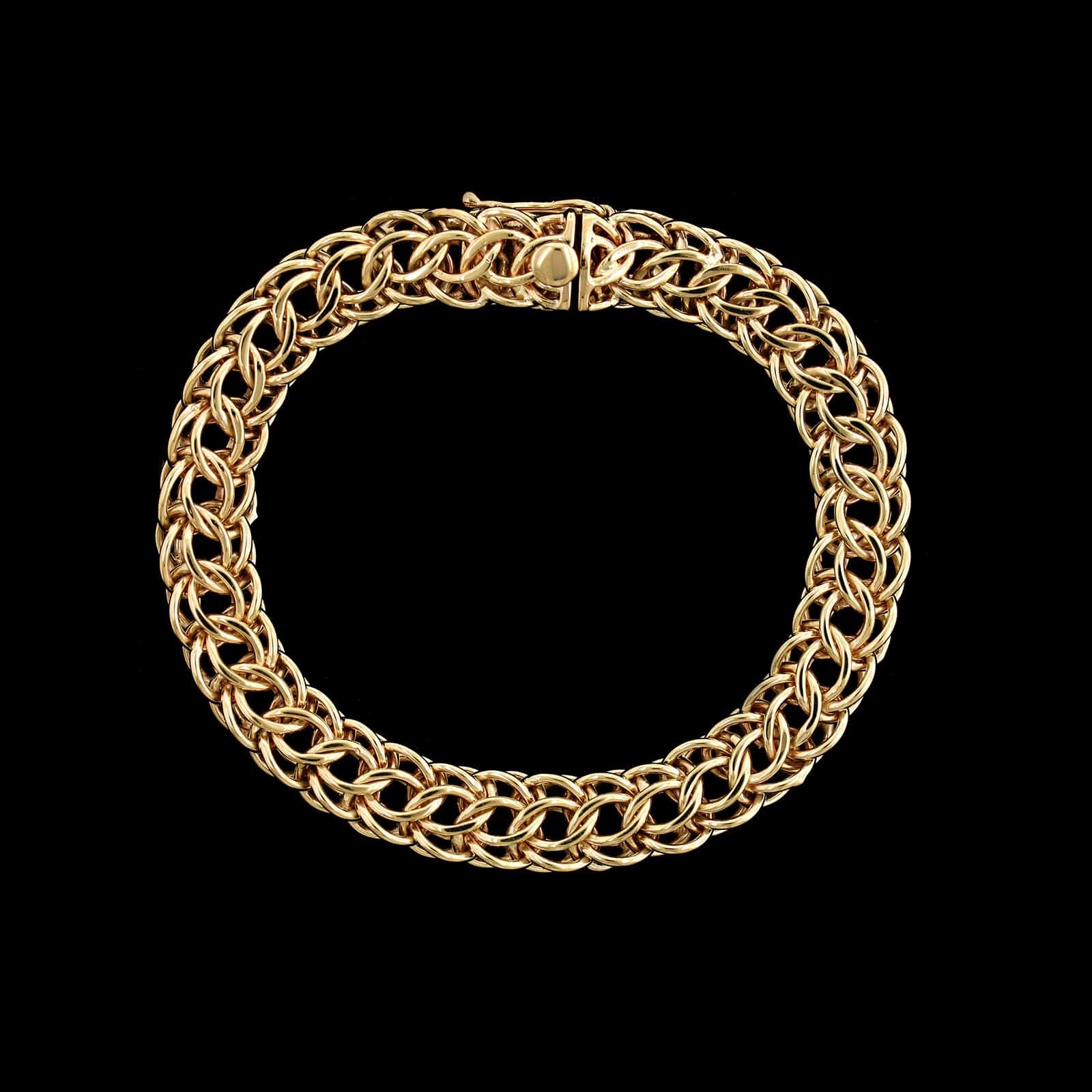 14K Yellow Gold Estate Double Link Charm Bracelet