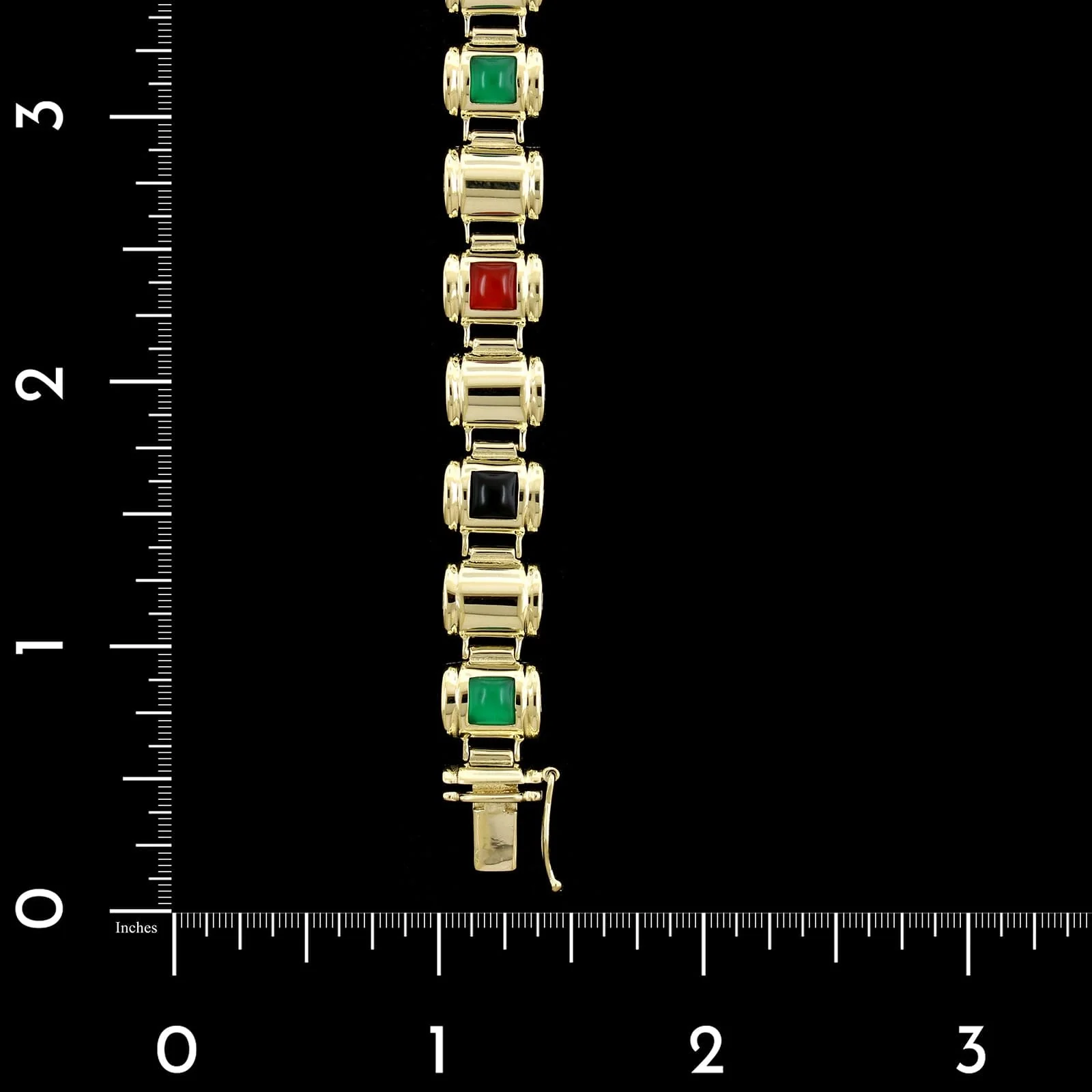 14K Yellow Gold Estate Hardstone Bracelet - Image 3