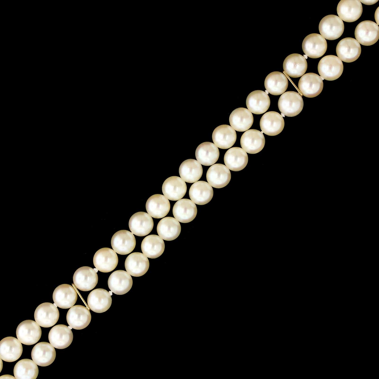Mikimoto 18K Yellow Gold Estate Pearl Double Row Bracelet - Image 3