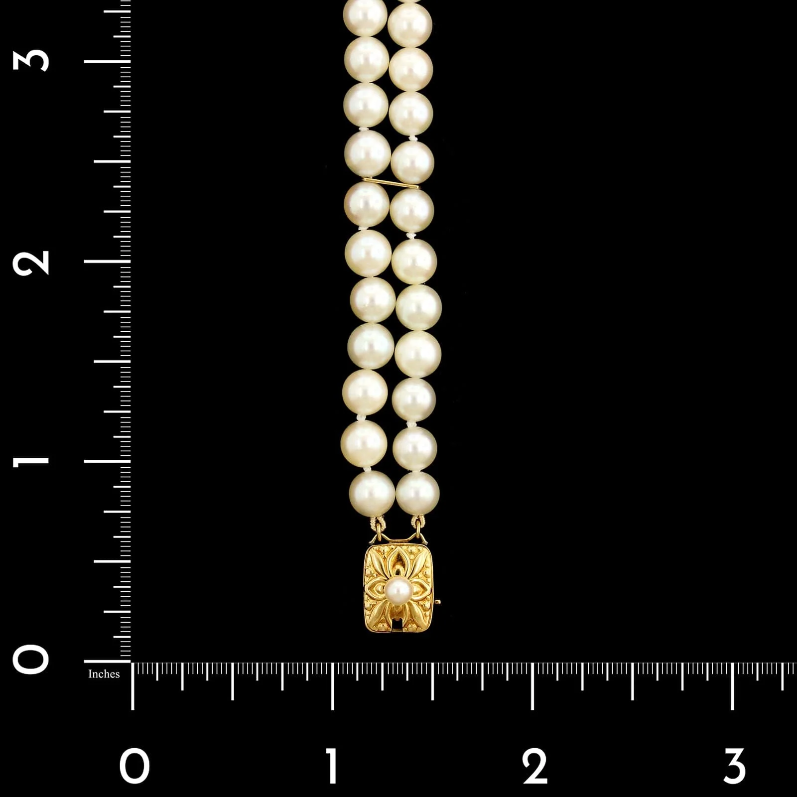 Mikimoto 18K Yellow Gold Estate Pearl Double Row Bracelet - Image 4