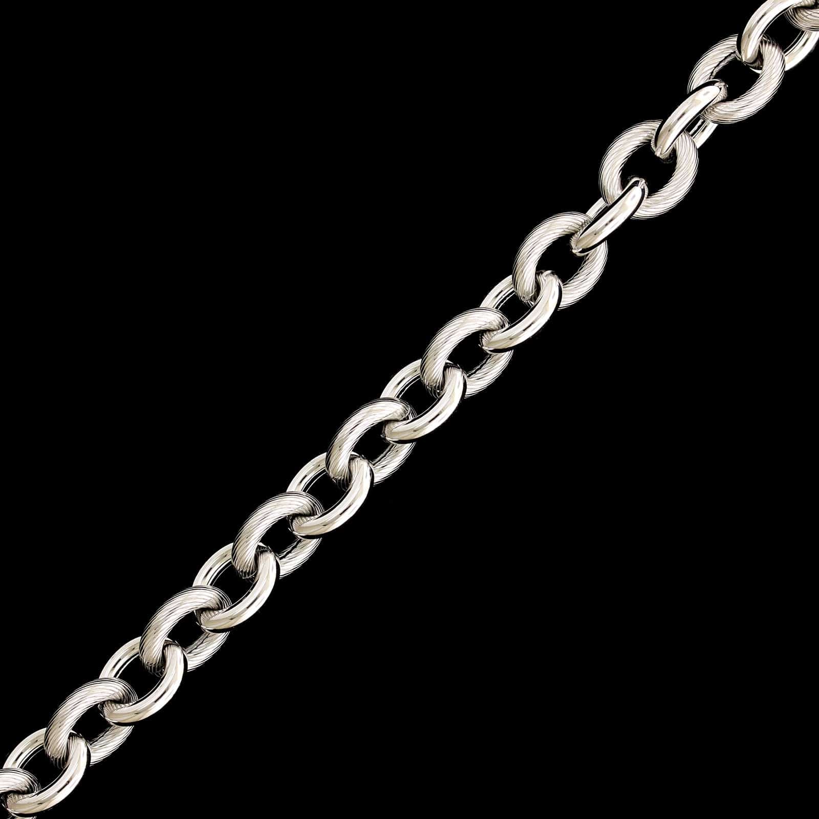 14K White Gold Estate Oval Textured Link Bracelet - Image 2