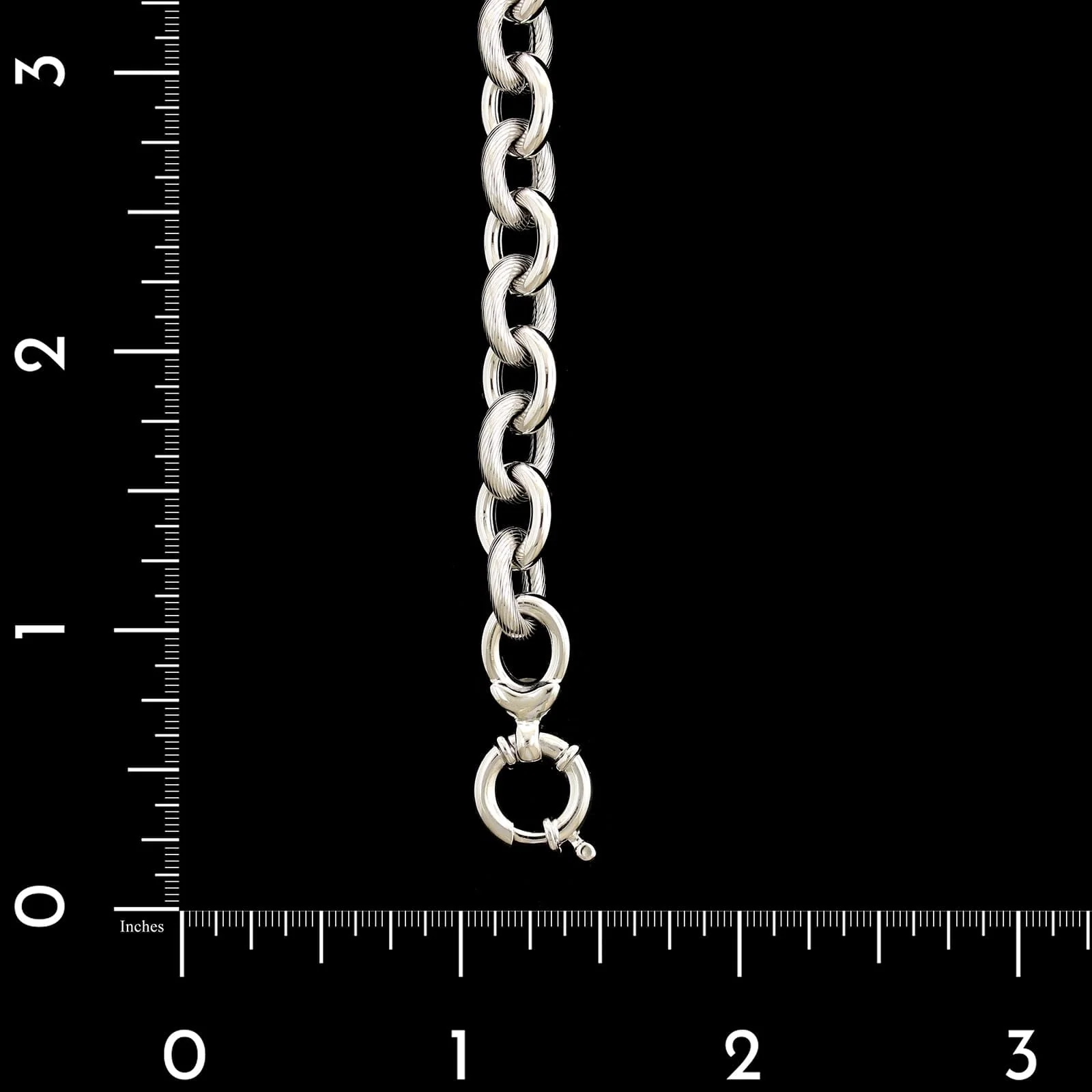 14K White Gold Estate Oval Textured Link Bracelet - Image 3