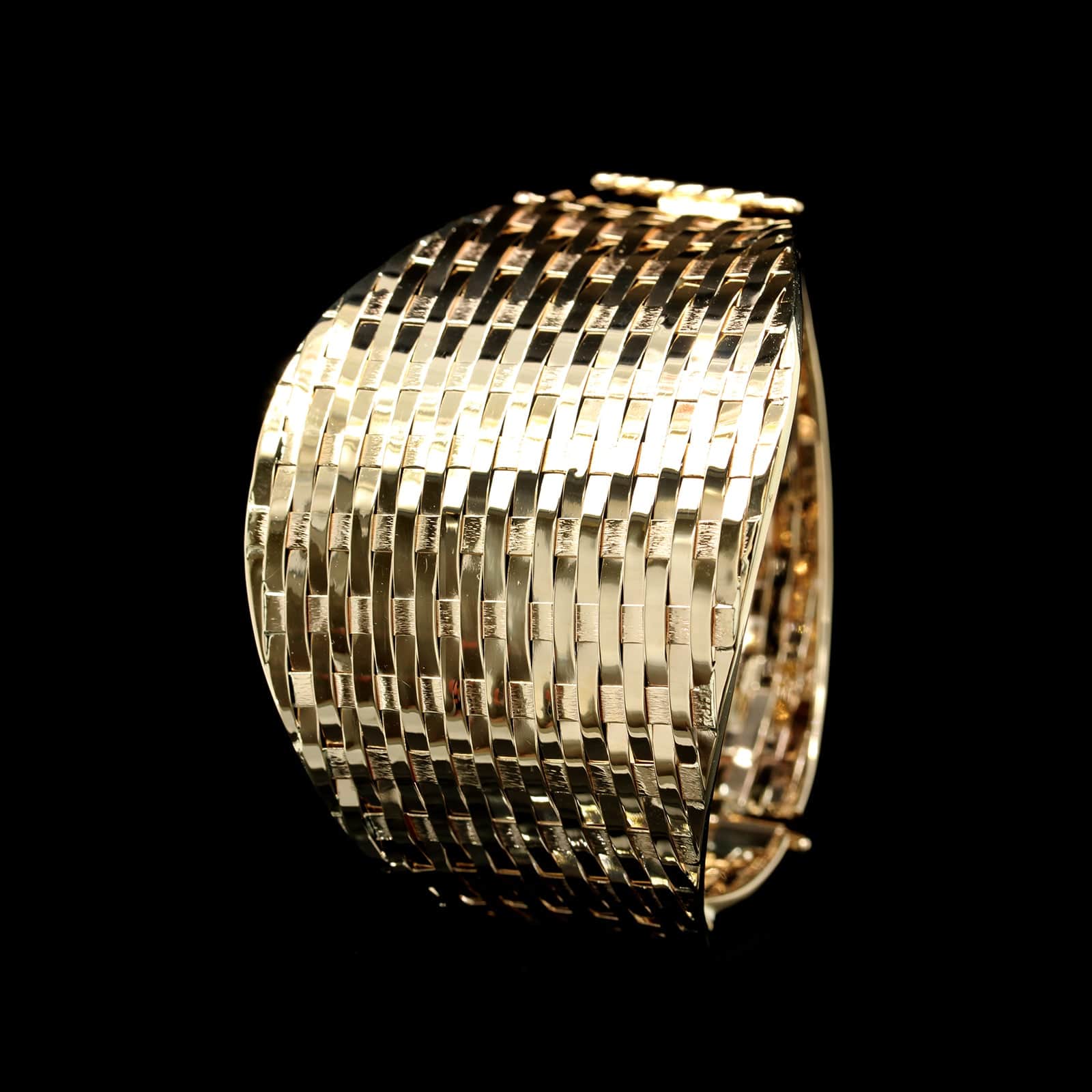 14K Yellow Gold Estate Woven Bangle Bracelet - Image 2