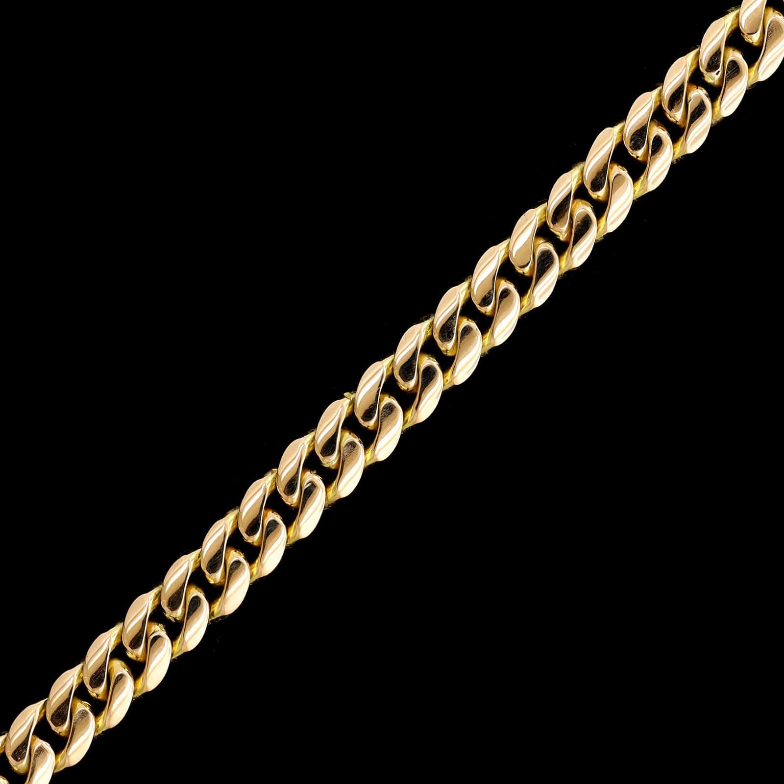 18K Yellow Gold Estate Flat Curb Link Bracelet - Image 2