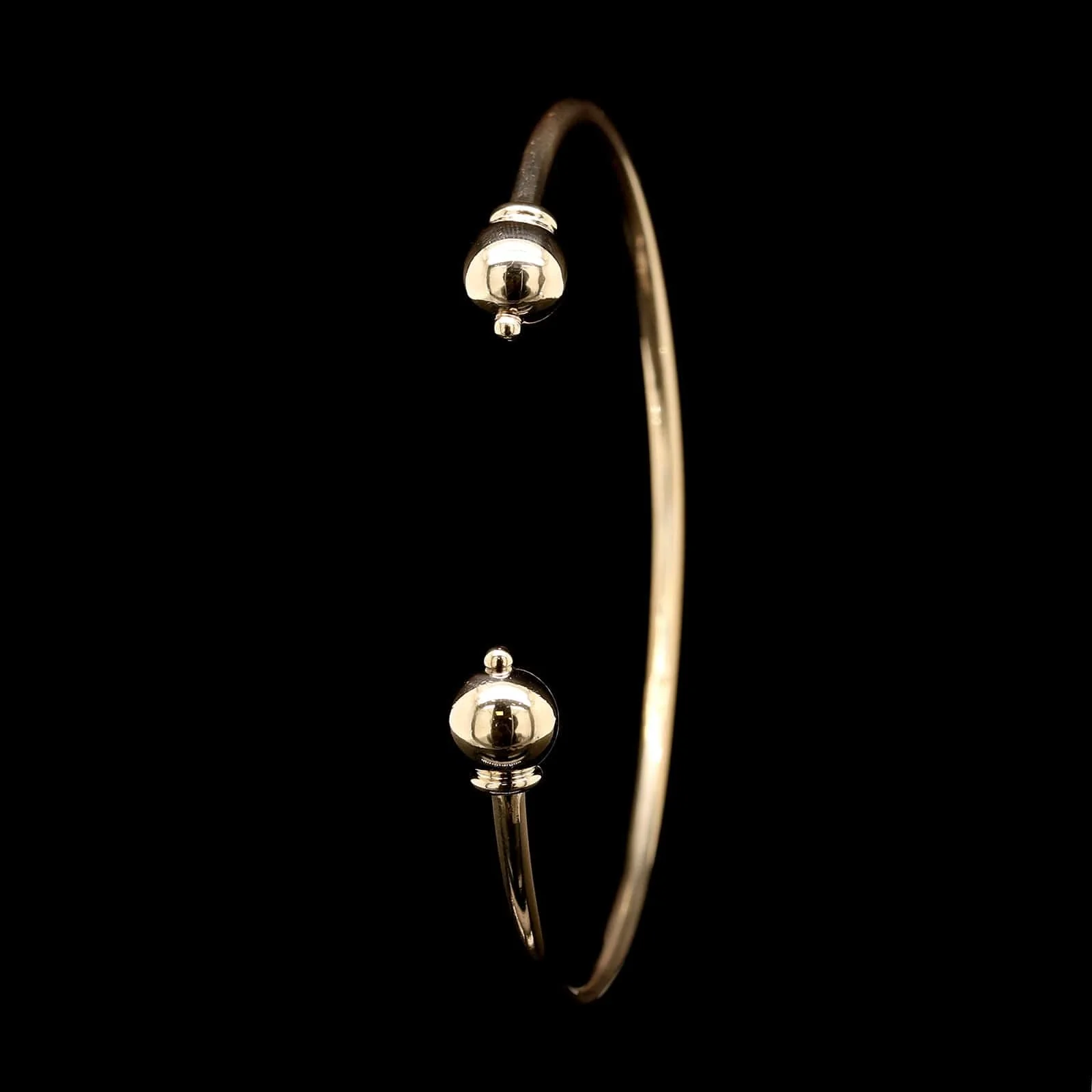 14K Yellow Gold Estate Double Ball Cuff Bracelet - Image 2