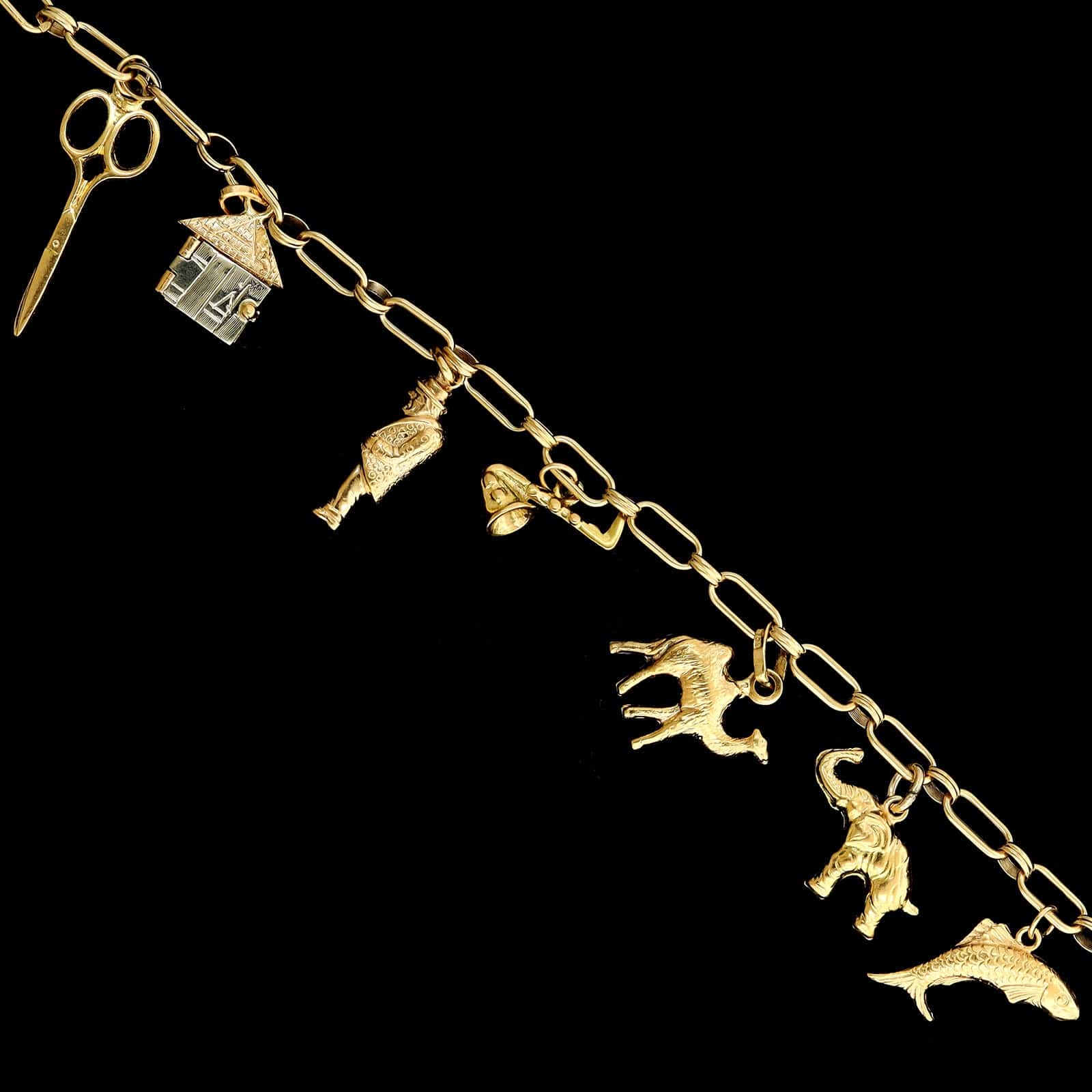 14K Yellow Gold Estate Charm Bracelet - Image 2