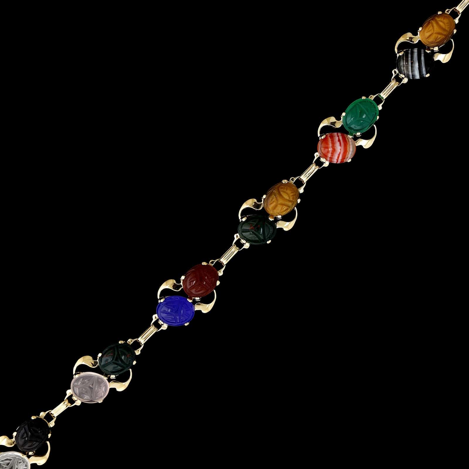 14K Yellow Gold Estate Scarab Bracelet - Image 2