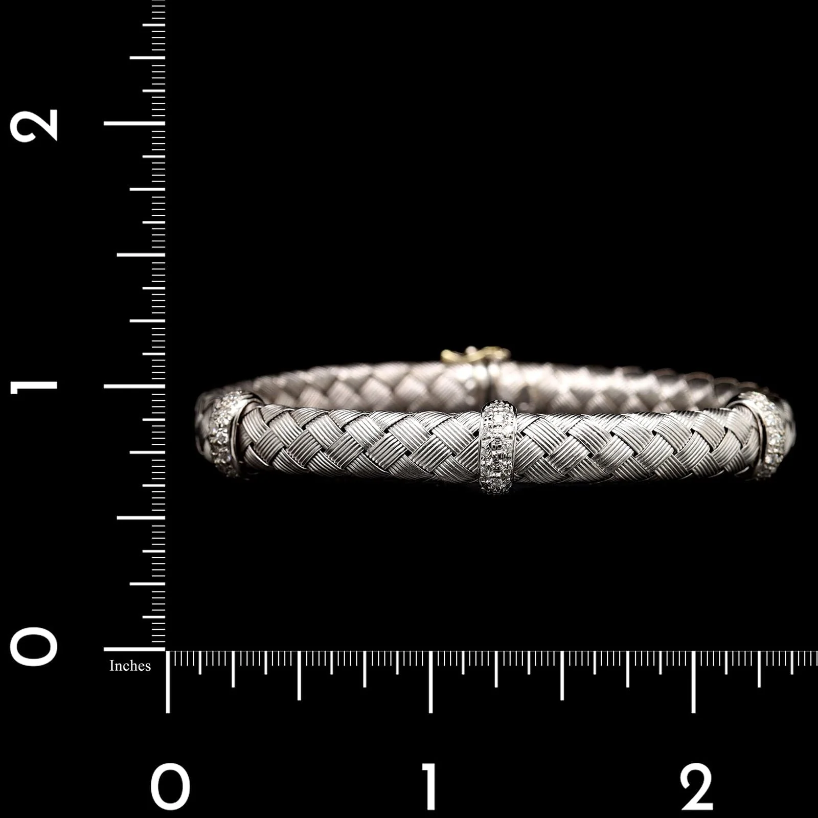 18K White Gold Estate Woven Diamond Bracelet - Image 3