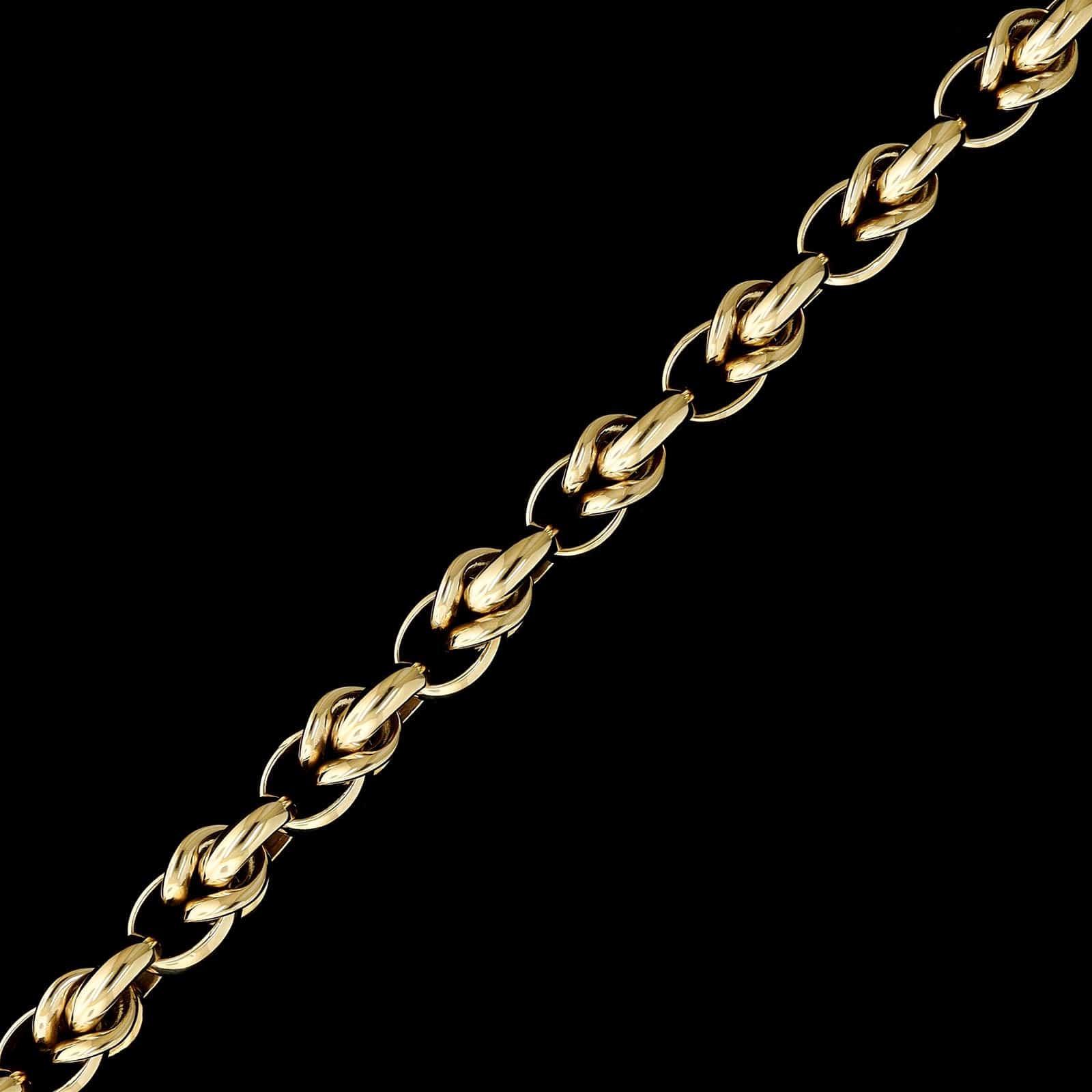 14K Yellow Gold Estate Fancy Oval Link Bracelet - Image 2