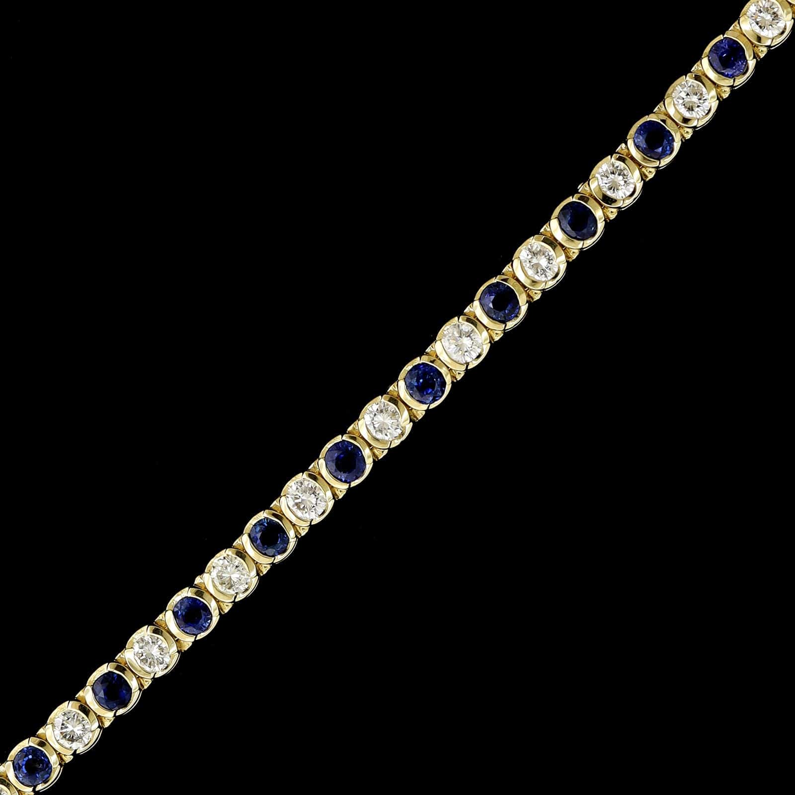 14K Yellow Gold Estate Sapphire and Diamond Bracelet - Image 2