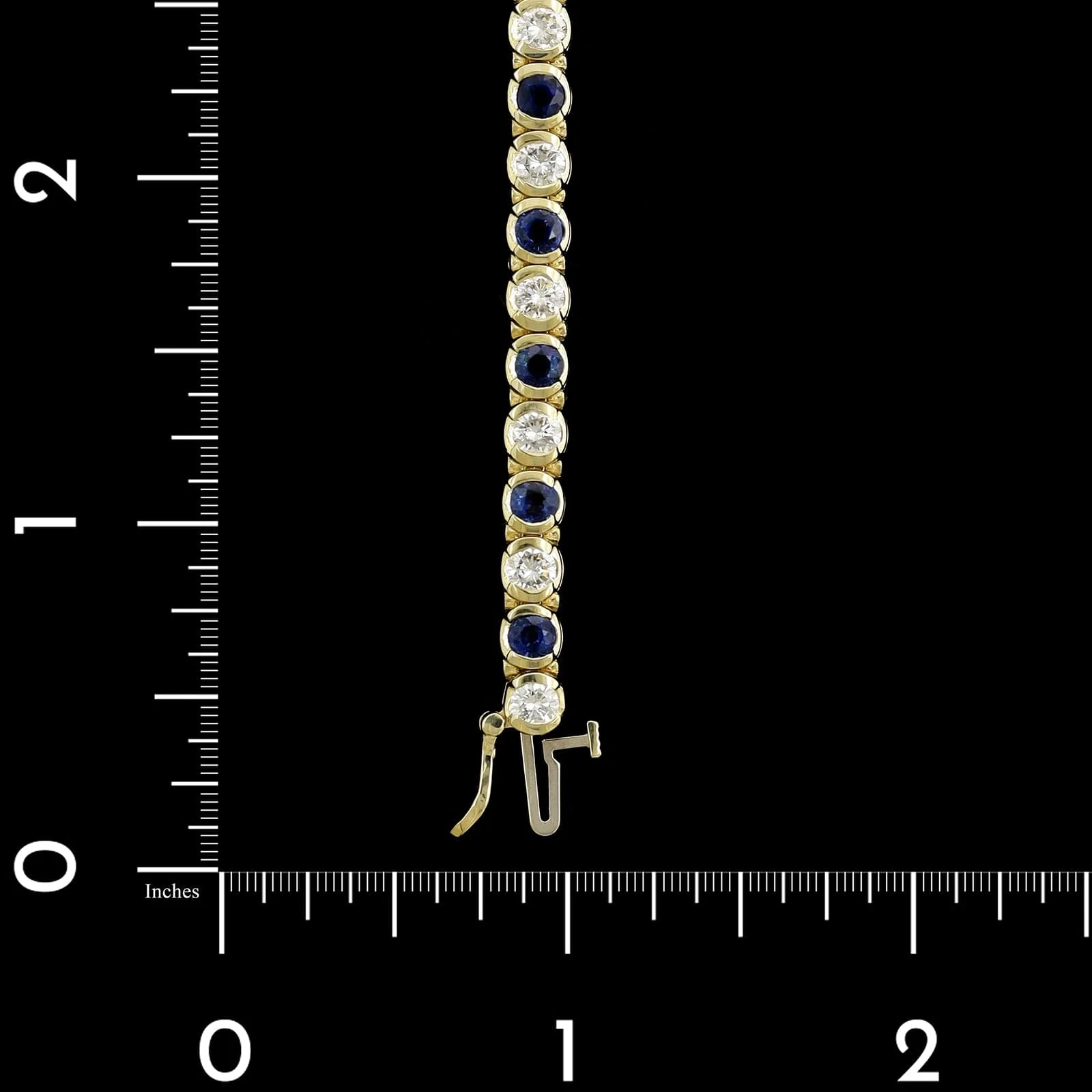 14K Yellow Gold Estate Sapphire and Diamond Bracelet - Image 3