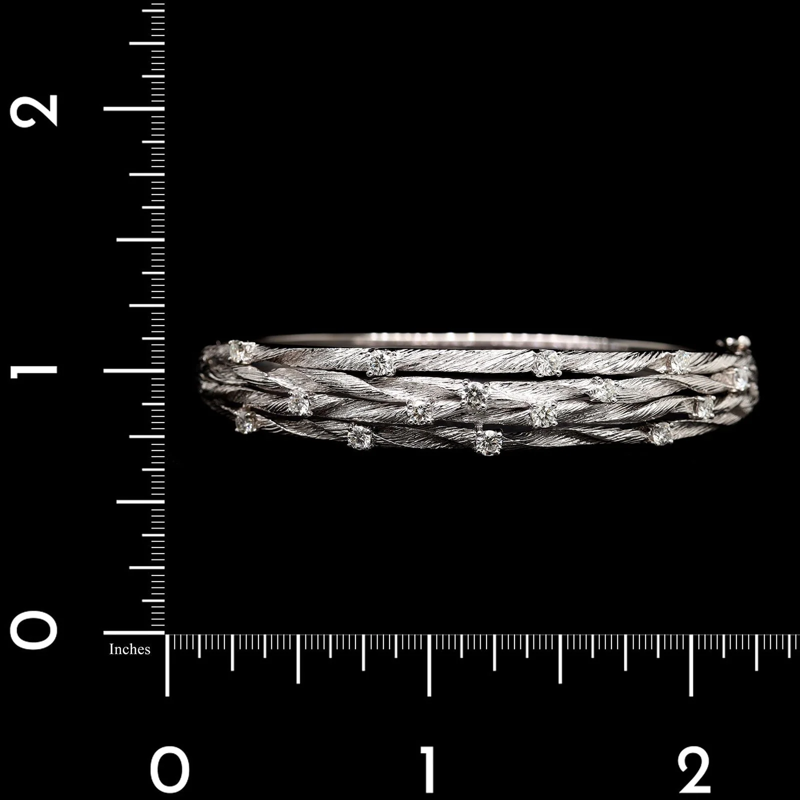 14K White Gold Estate Diamond Bangle - Image 3