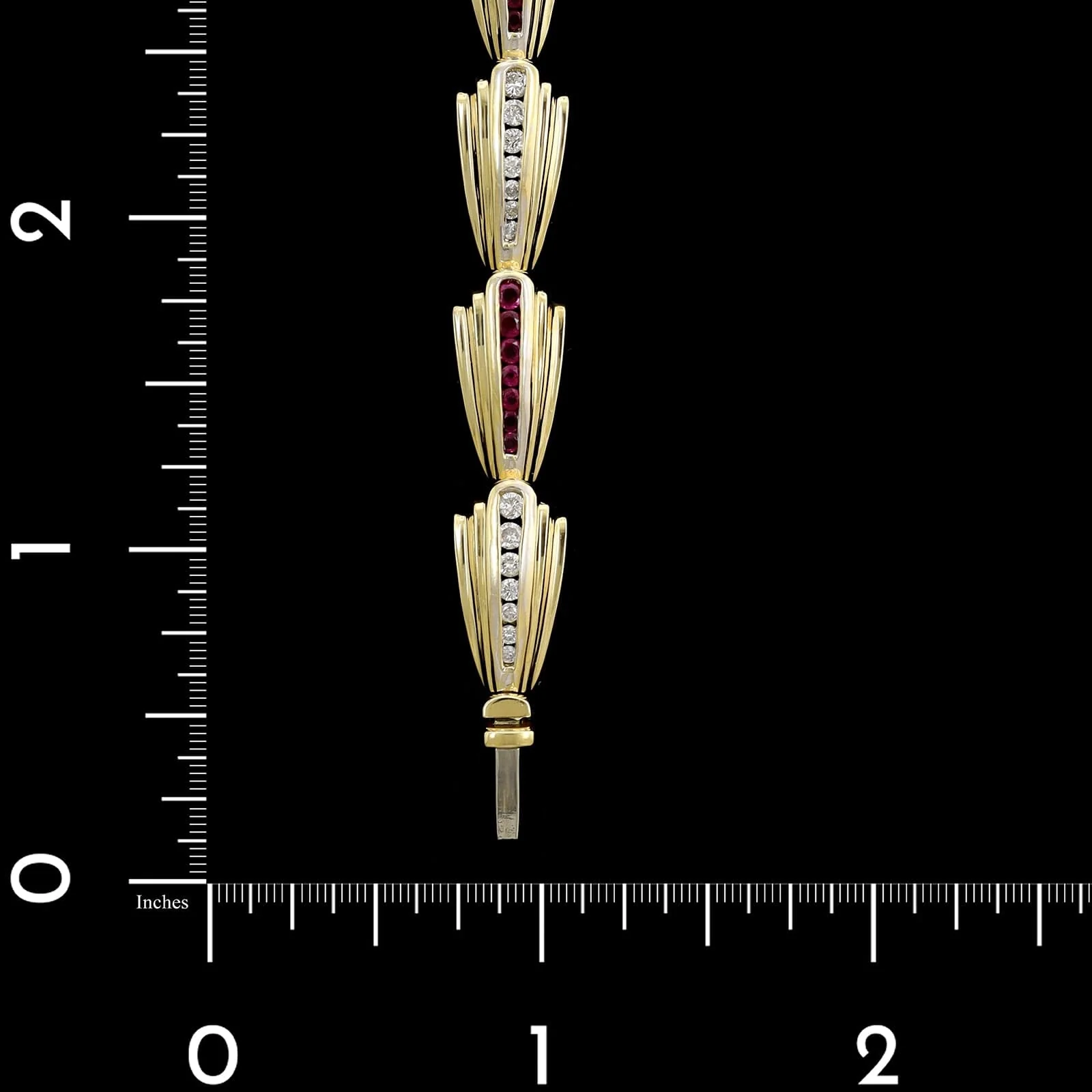 18K Yellow Gold Estate Ruby and Diamond Bracelet - Image 3