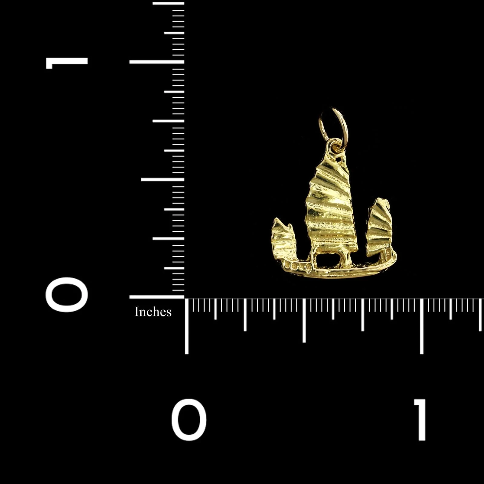 18K Yellow Gold Estate Chinese Junk Shop Charm - Image 3