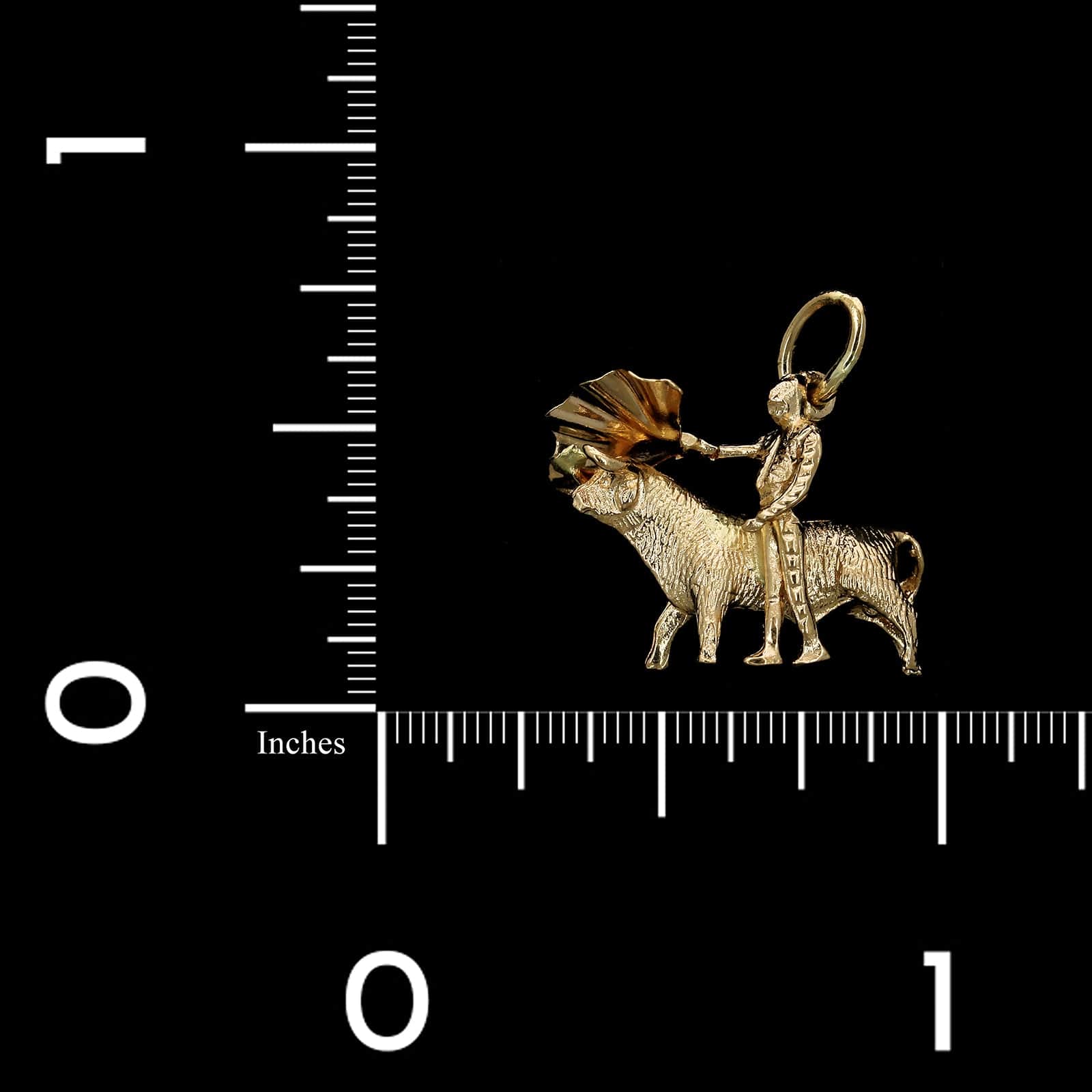 18K Yellow Gold Estate Matador and Bull Charm - Image 3