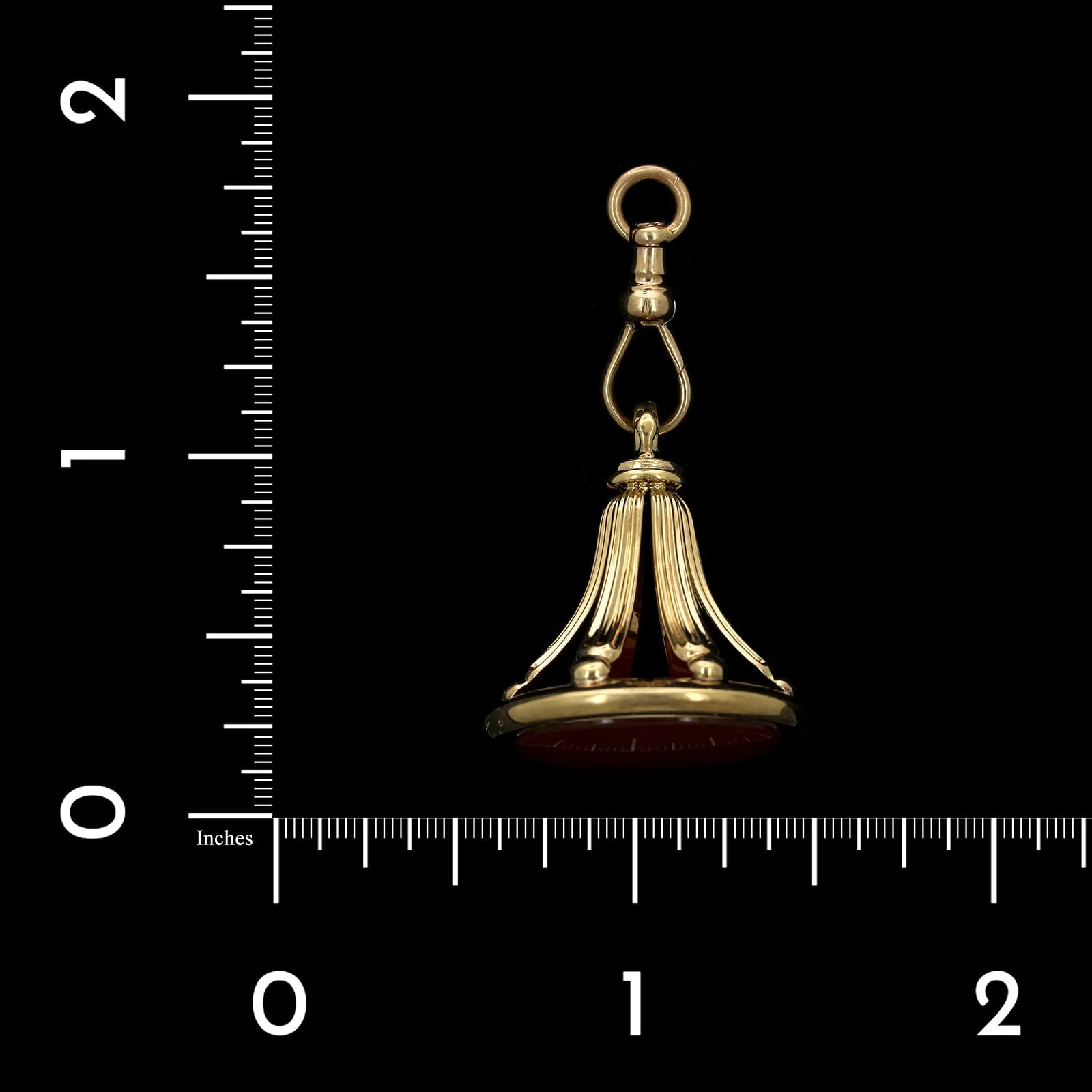 Antique 14K Yellow Gold Estate Carnelian Watch Fob Pendant - Image 3
