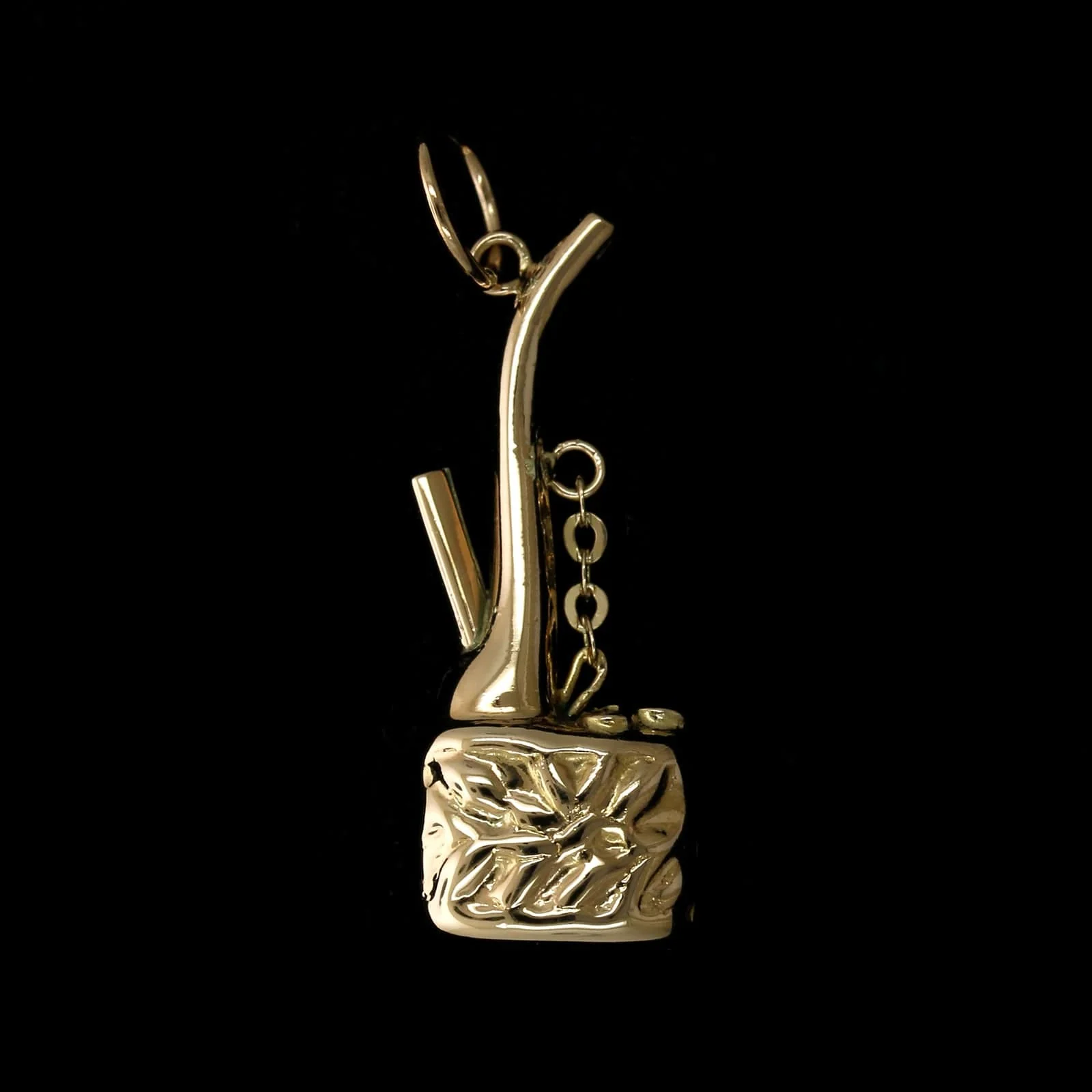 14K Yellow Gold Estate Hookah Pipe Charm - Image 3