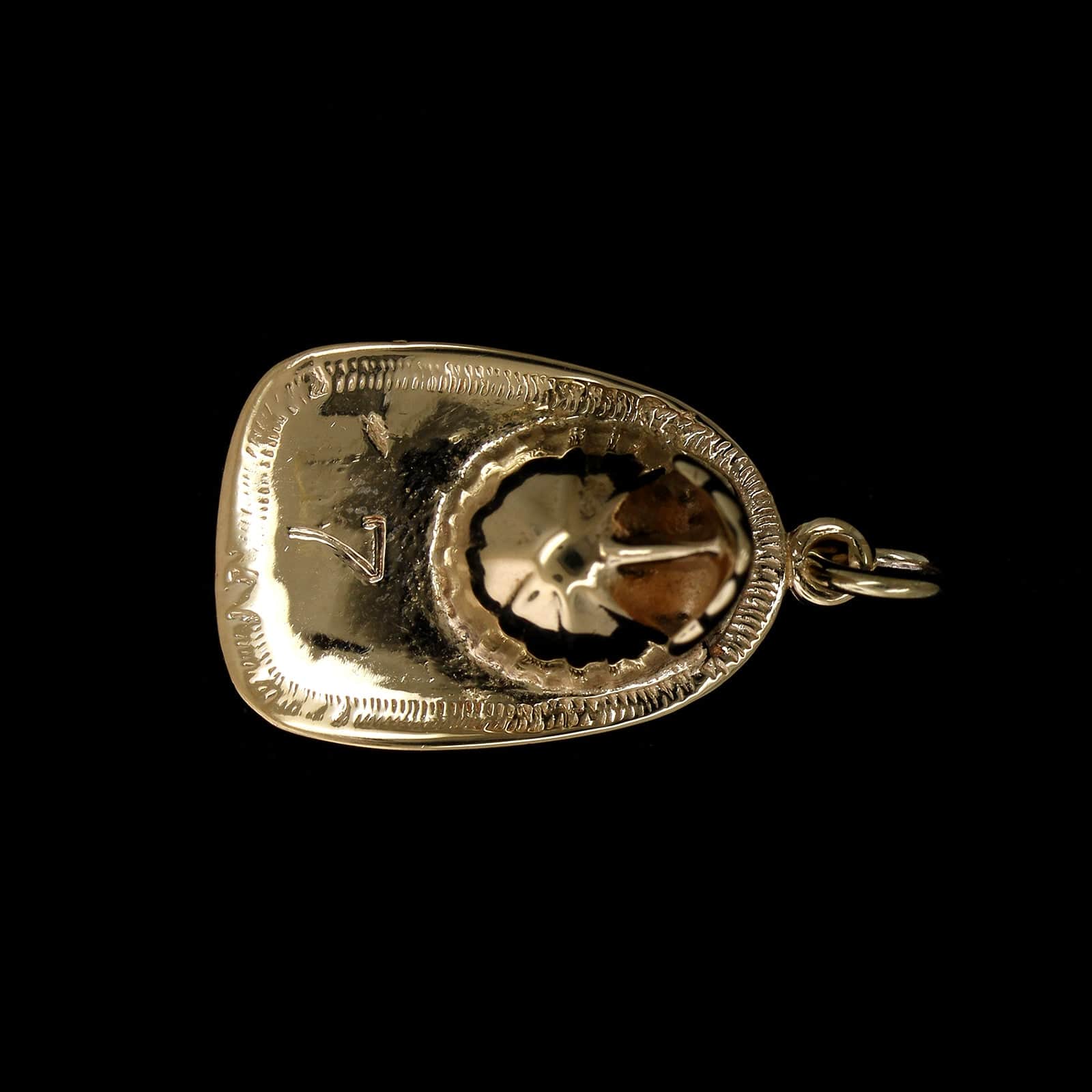 14K Yellow Gold Estate Fireman's Hat Helmut Charm - Image 3