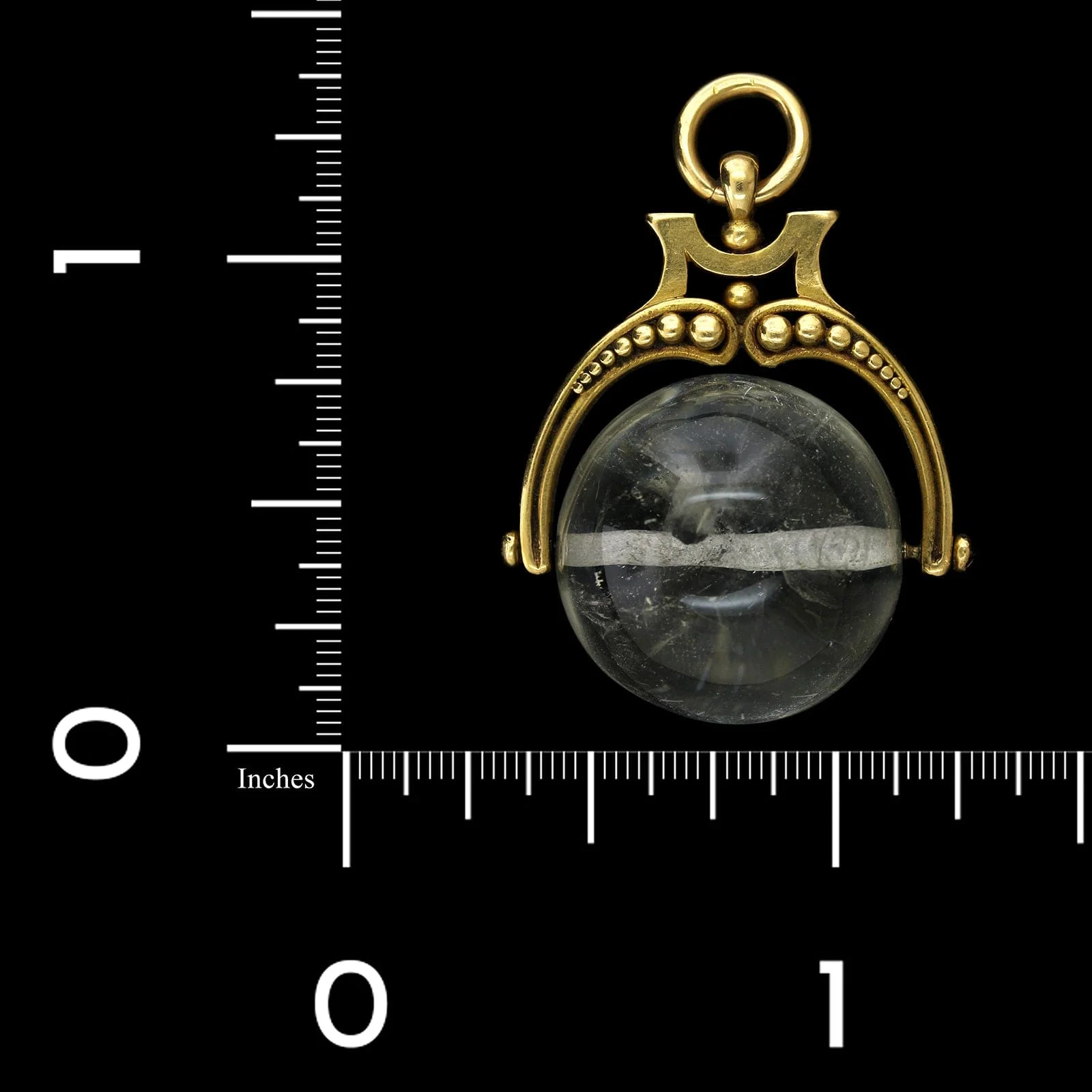 Antique 18K Yellow Gold Estate Rock Crystal Fob Pendant - Image 3