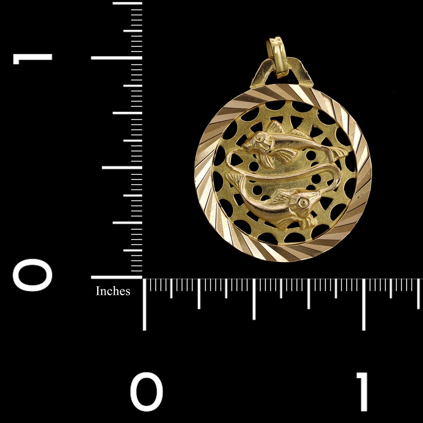 18K Yellow Gold Estate Pisces Zodiac Charm - Image 3