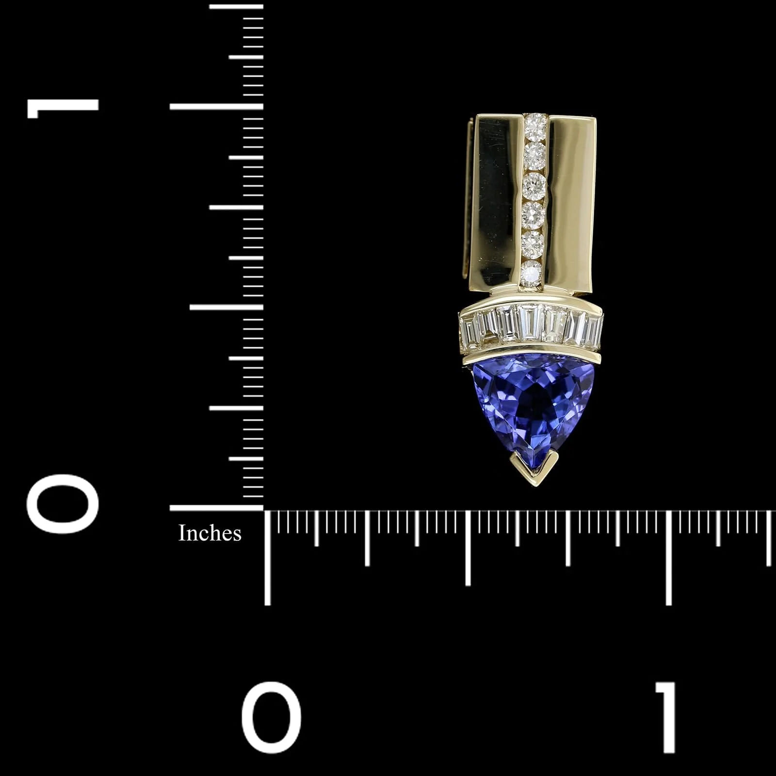 14K Yellow Gold Estate Tanzanite and Diamond Pendant - Image 3