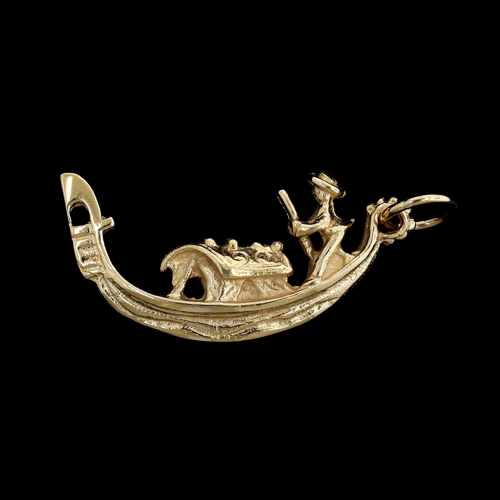 14K Yellow Gold Estate Venetian Gondola Charm
