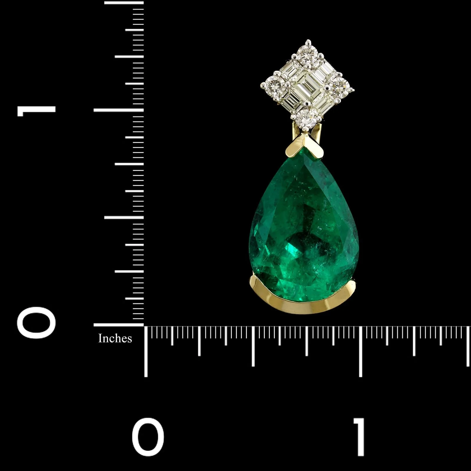 14K Yellow Gold Estate Emerald and Diamond Pendant - Image 3