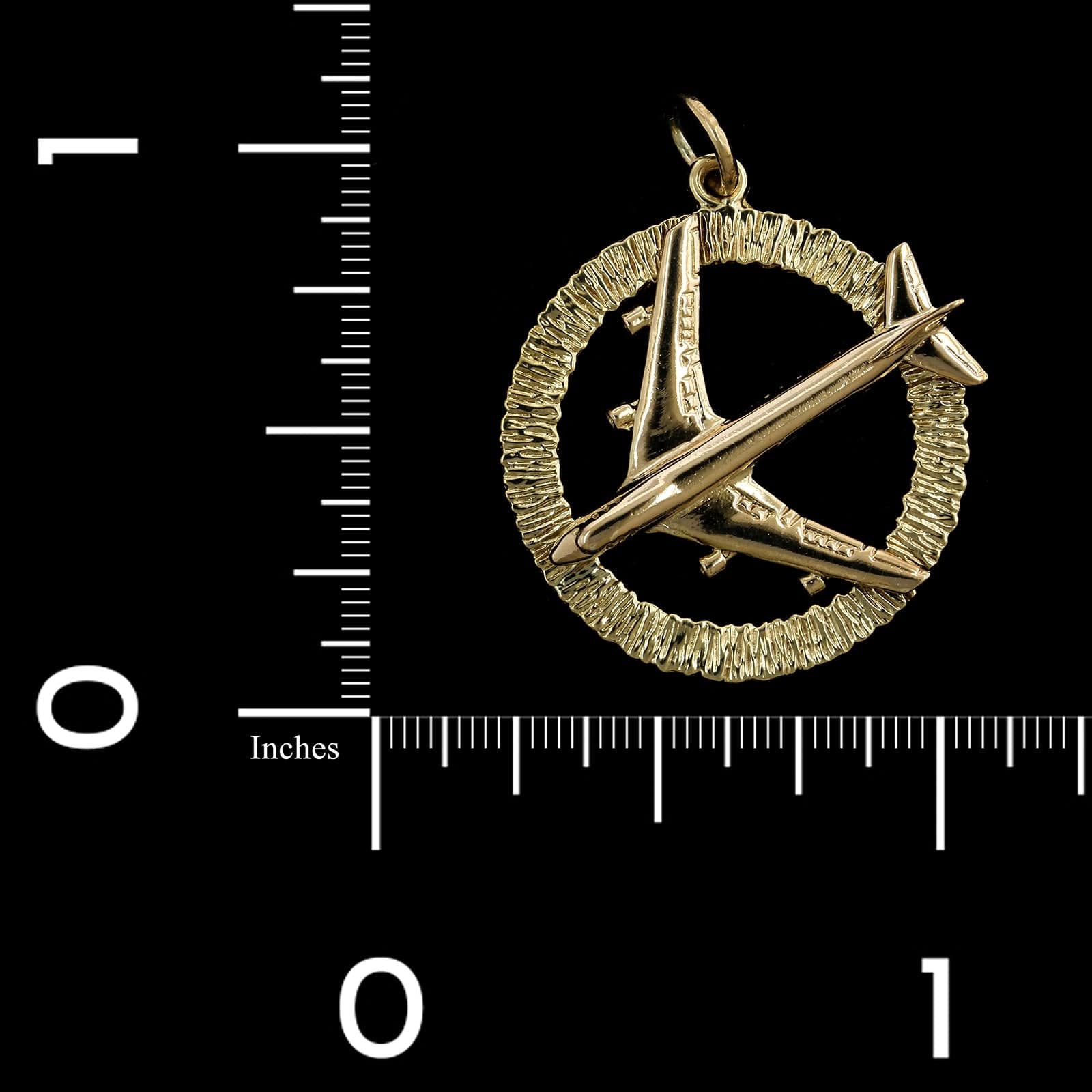 14K Yellow Gold Estate Airplane Charm - Image 3
