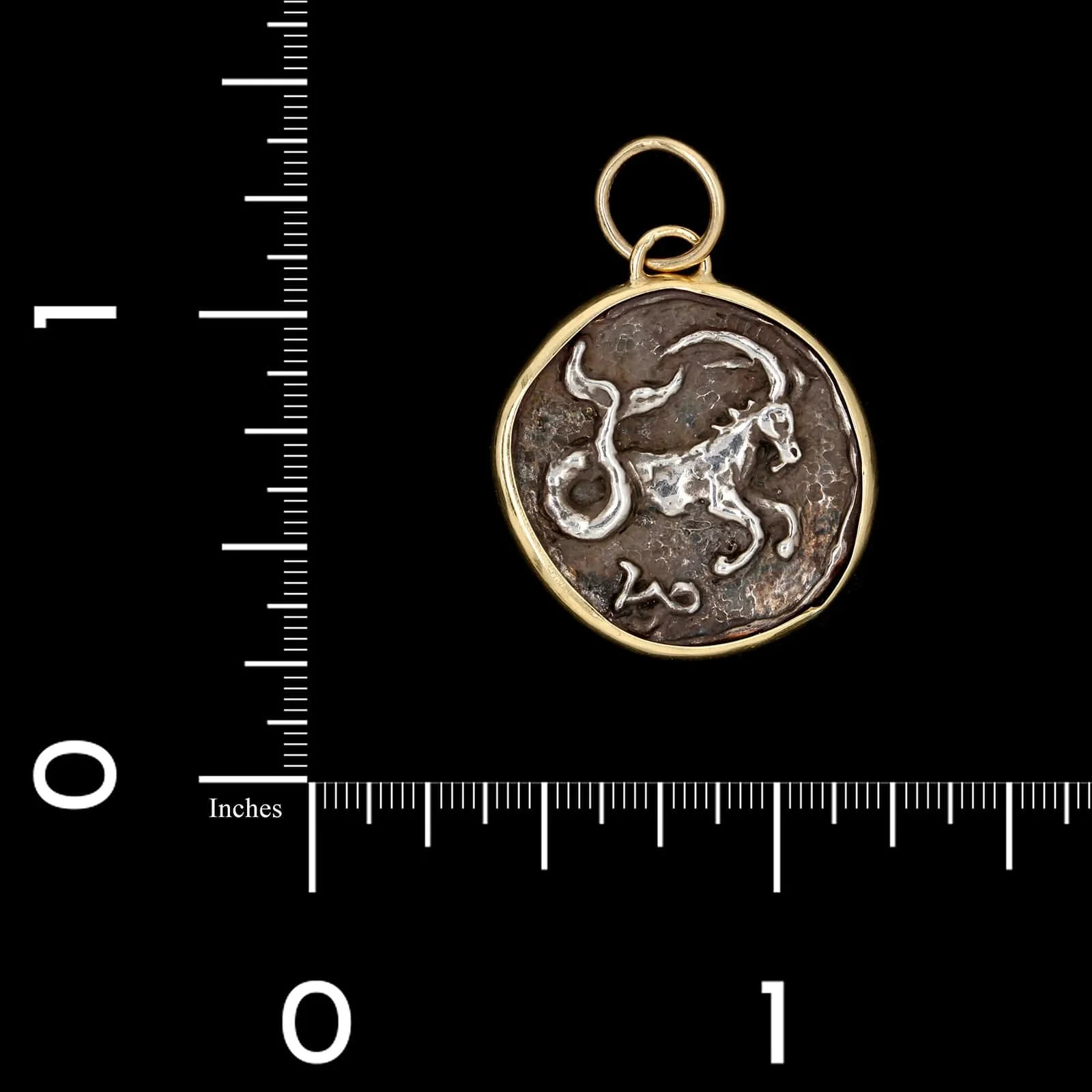 14K Yellow Gold Sterling Silver Estate Capricorn Sea Goat Charm - Image 3