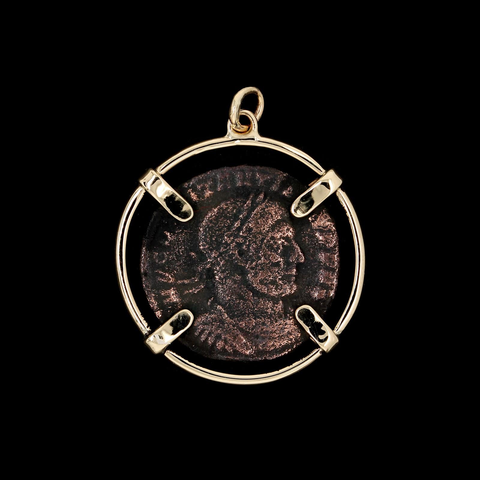14K Yellow Gold Estate Roman Coin Style Charm - Image 2