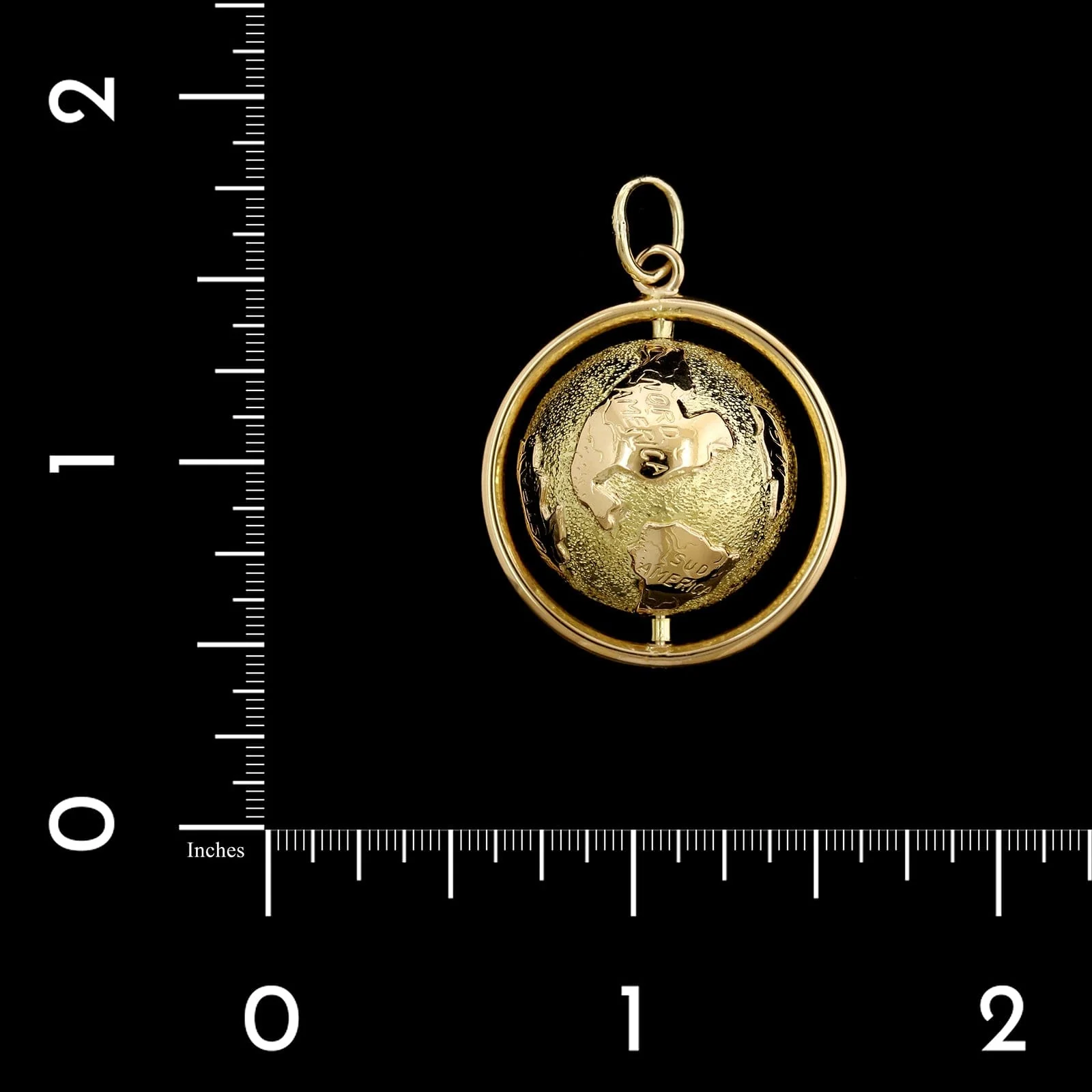 14K Yellow Gold Estate Spinning Globe Pendant - Image 3
