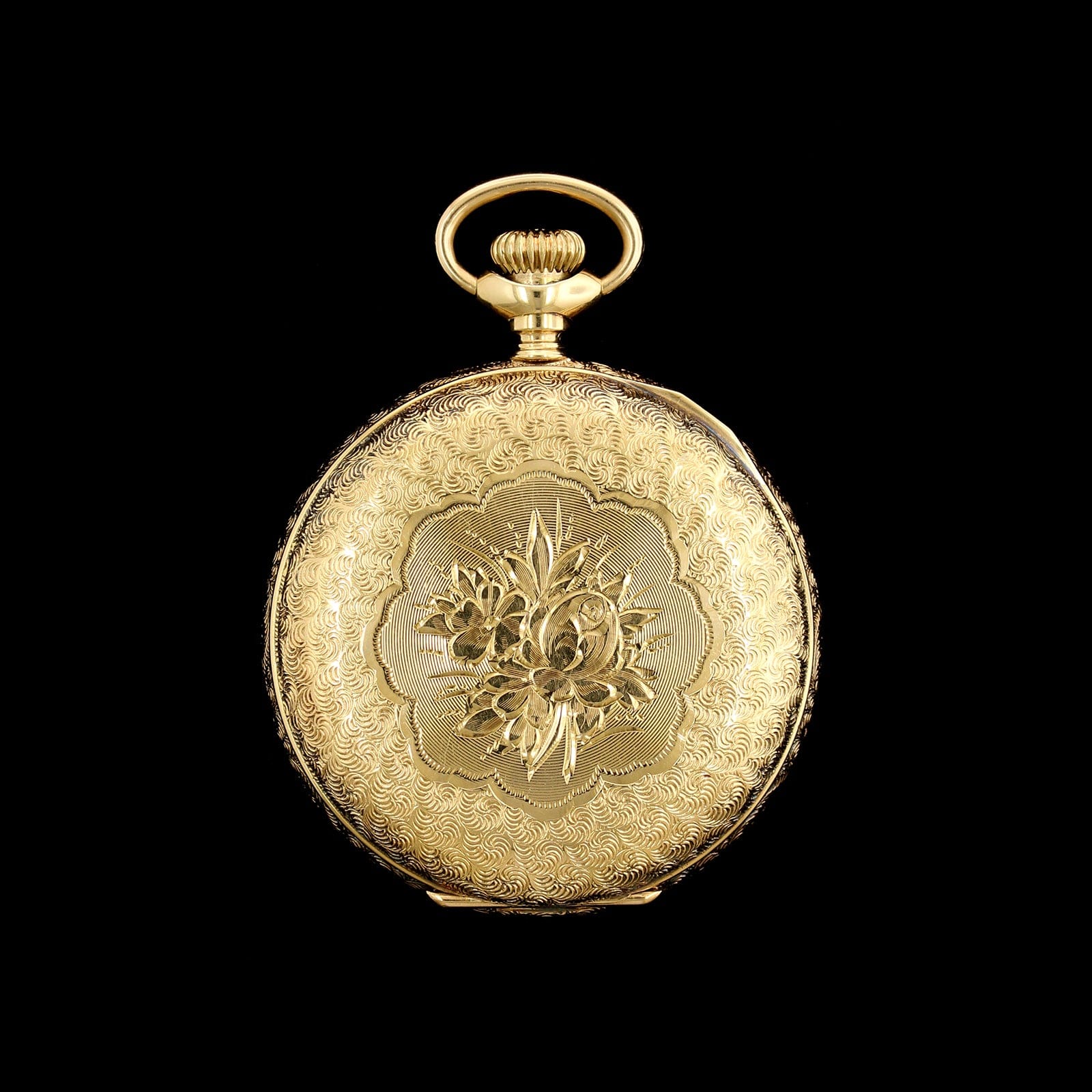 14K Yellow Gold Estate Hand Engraved Pocket Watch Locket - Image 2