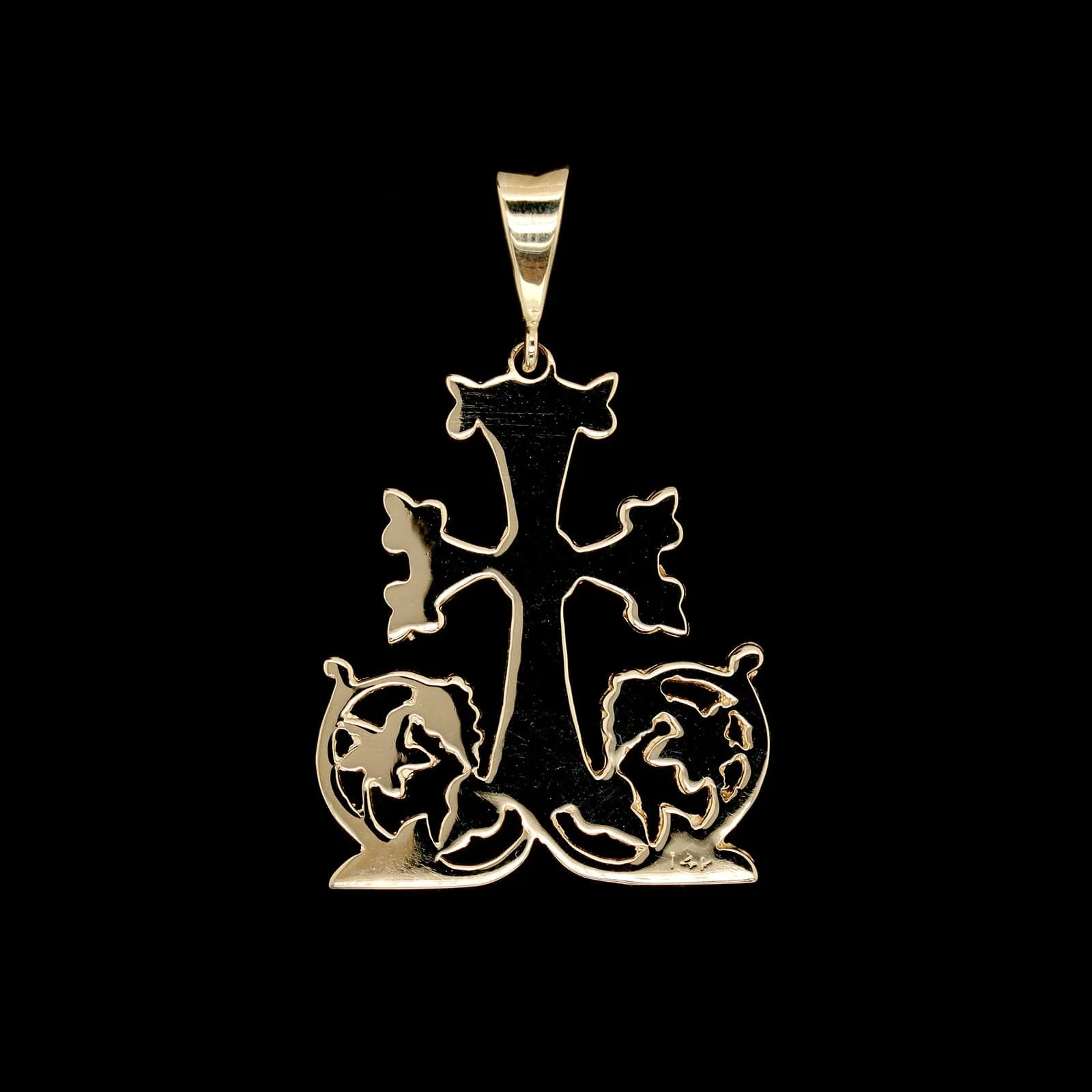 14K Yellow Gold Estate Cross Pendant - Image 2