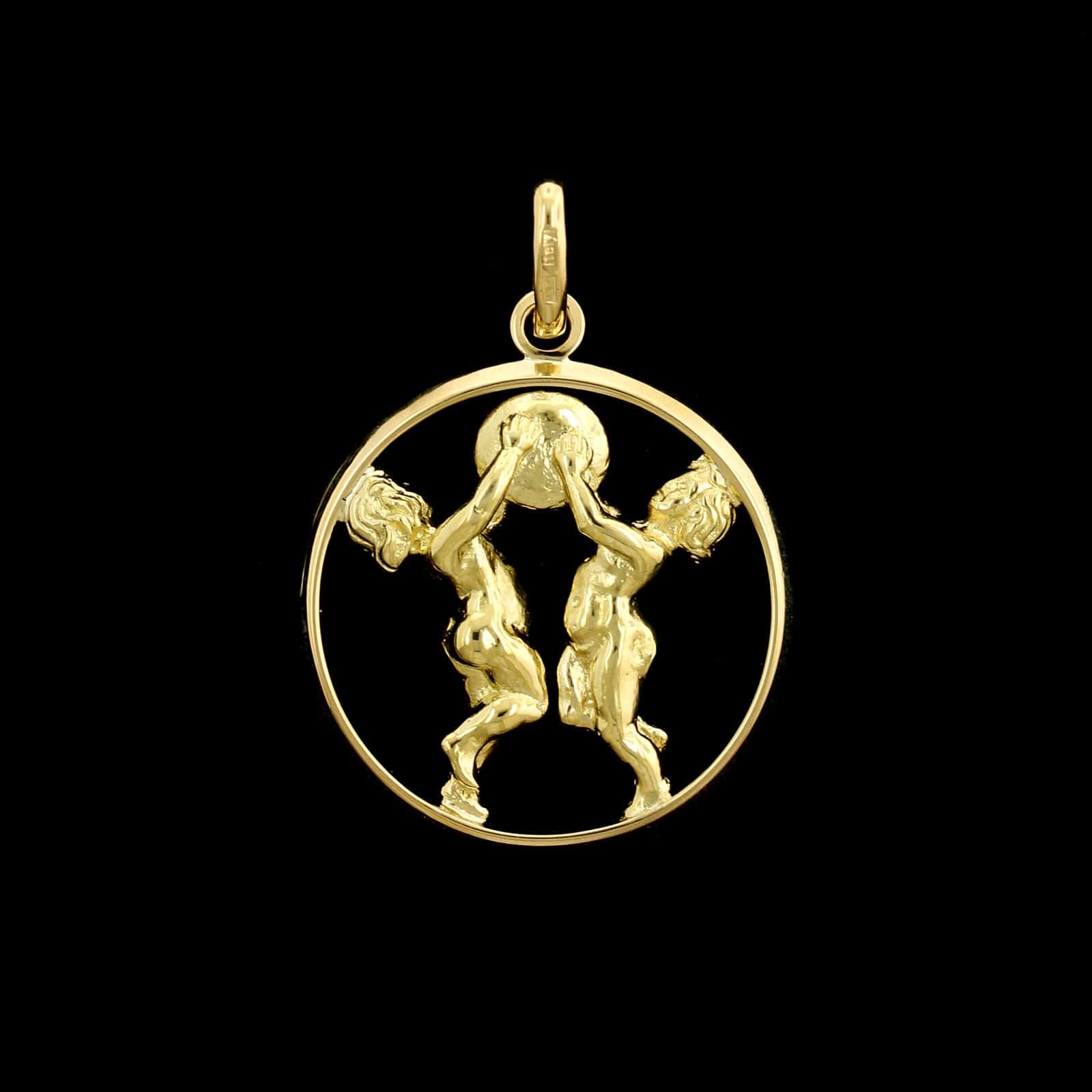 18K Yellow Gold Estate Gemini Twins Zodiac Charm - Image 2