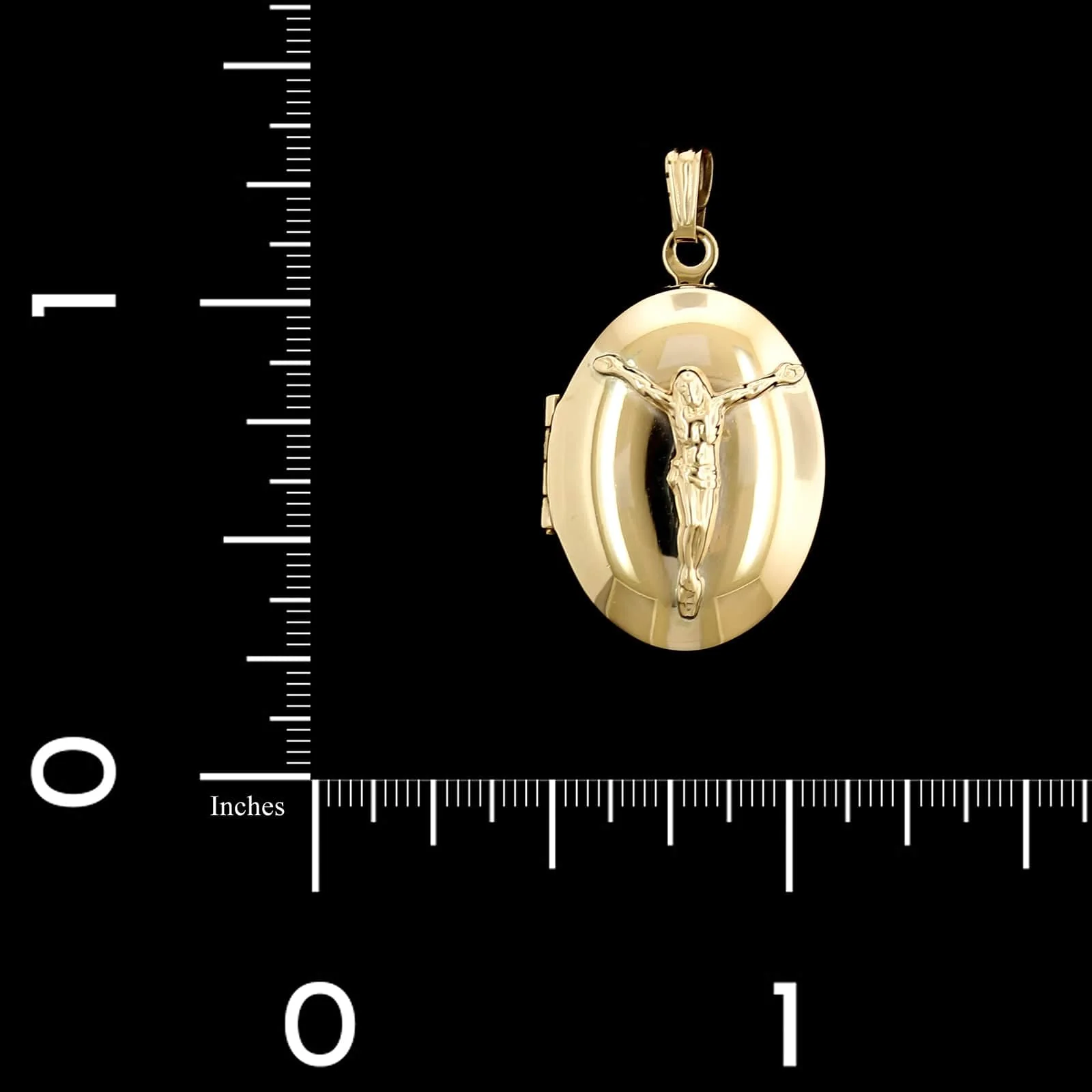 14K Yellow Gold Estate Crucifix Locket - Image 3