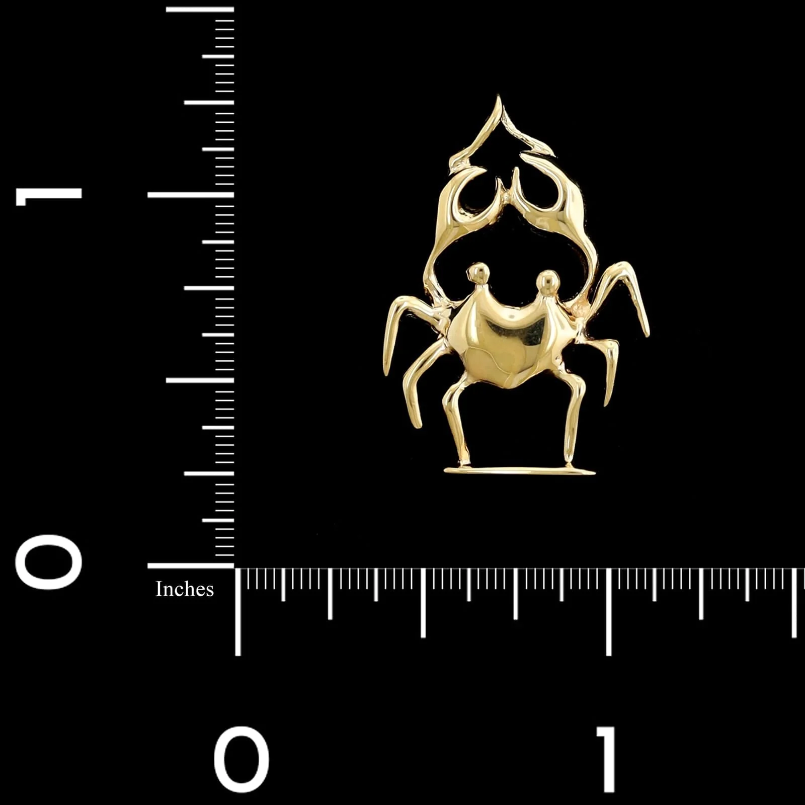 14K Yellow Gold Estate Crab Pendant - Image 3
