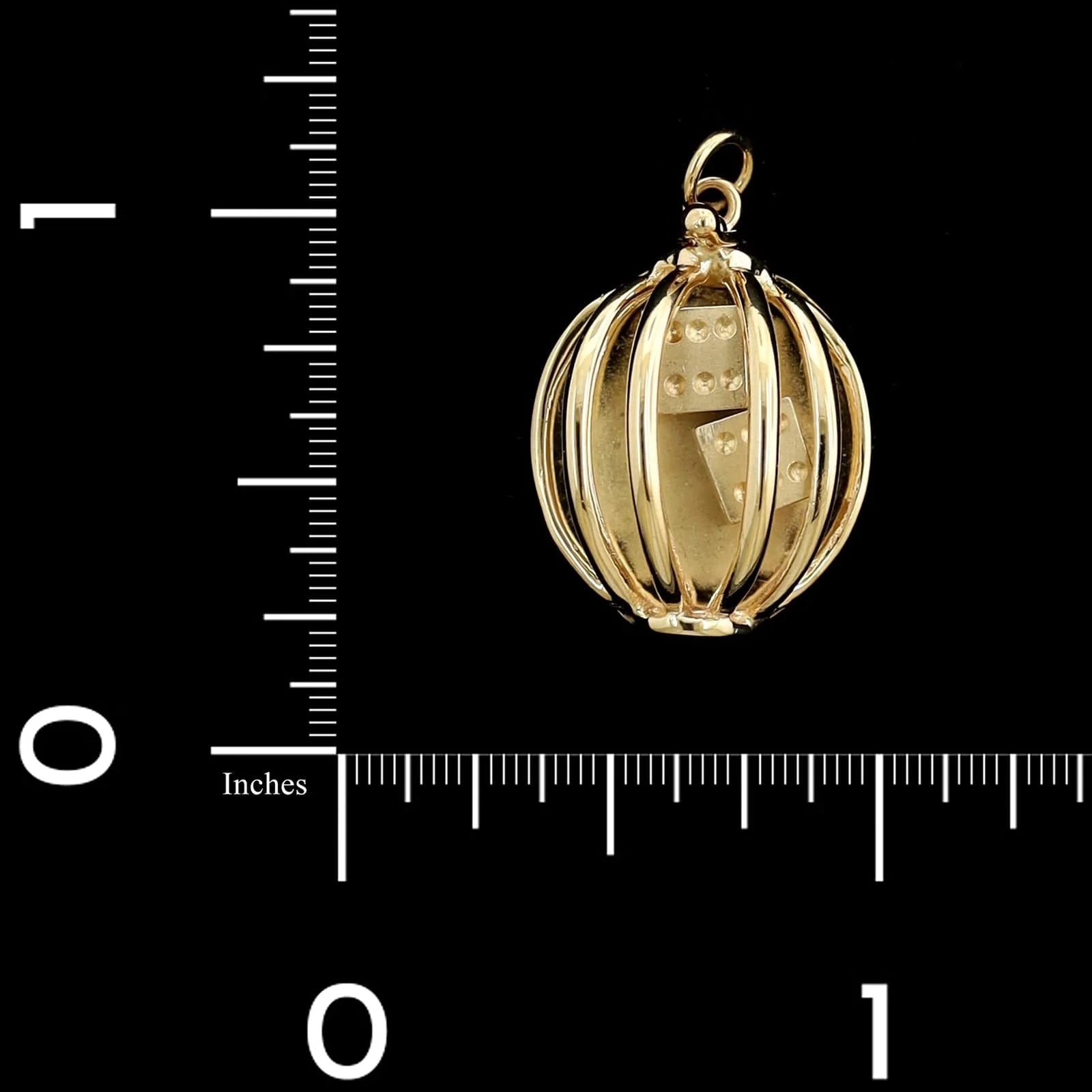 14K Yellow Gold Estate Removable Dice in Cage Charm - Image 3
