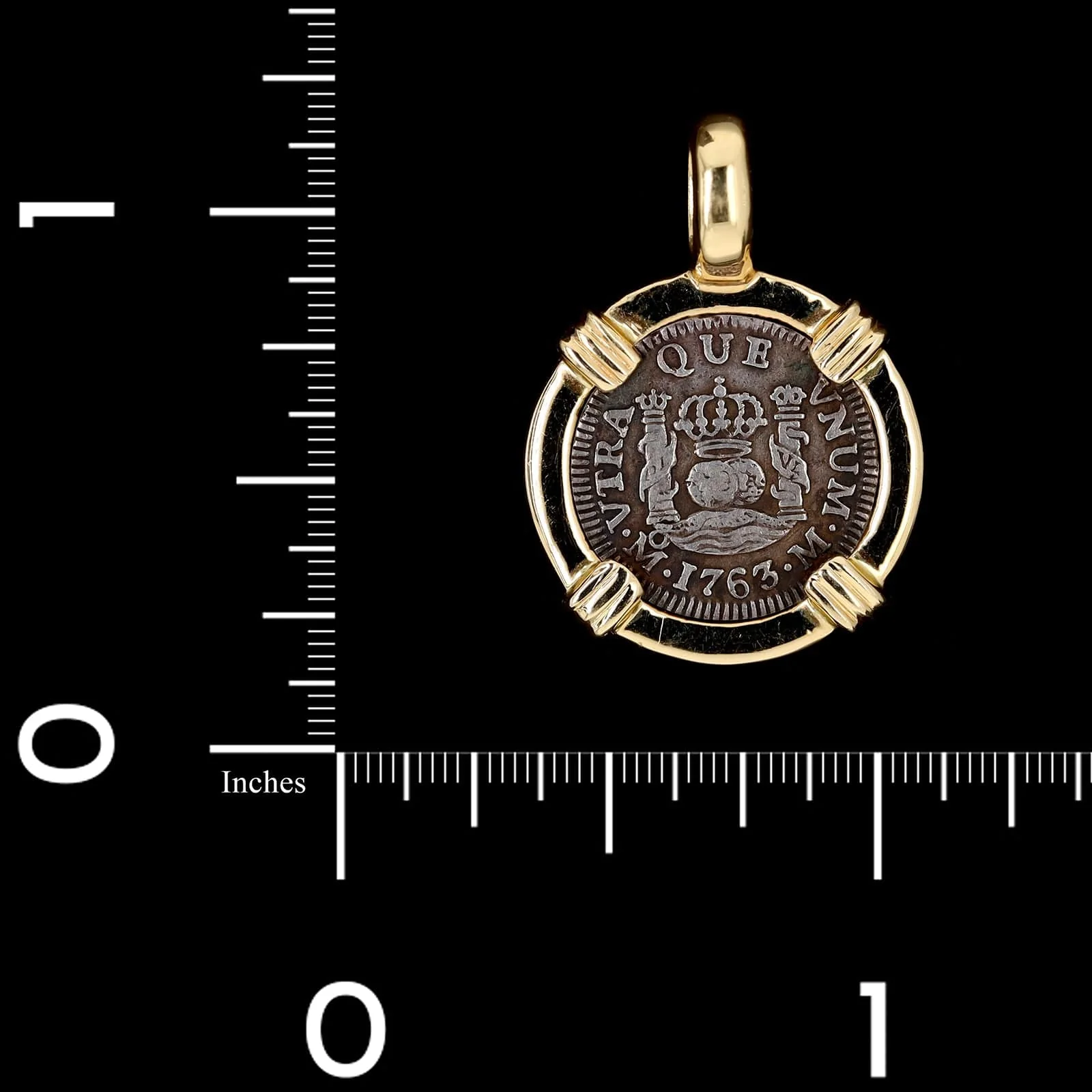 14K Yellow Gold and Sterling Silver Estate Mexican Reales Coin Pendant - Image 3