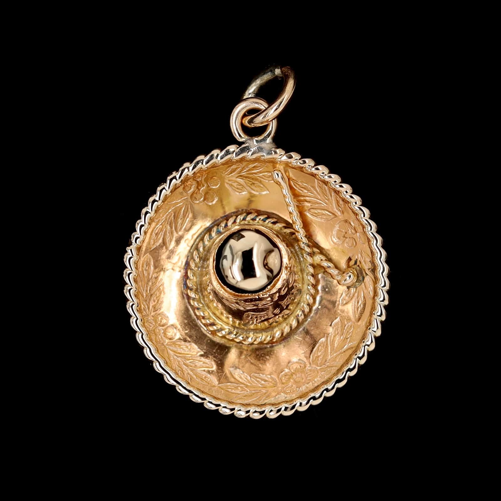 14K Yellow Gold Estate Sombrero Hat Charm