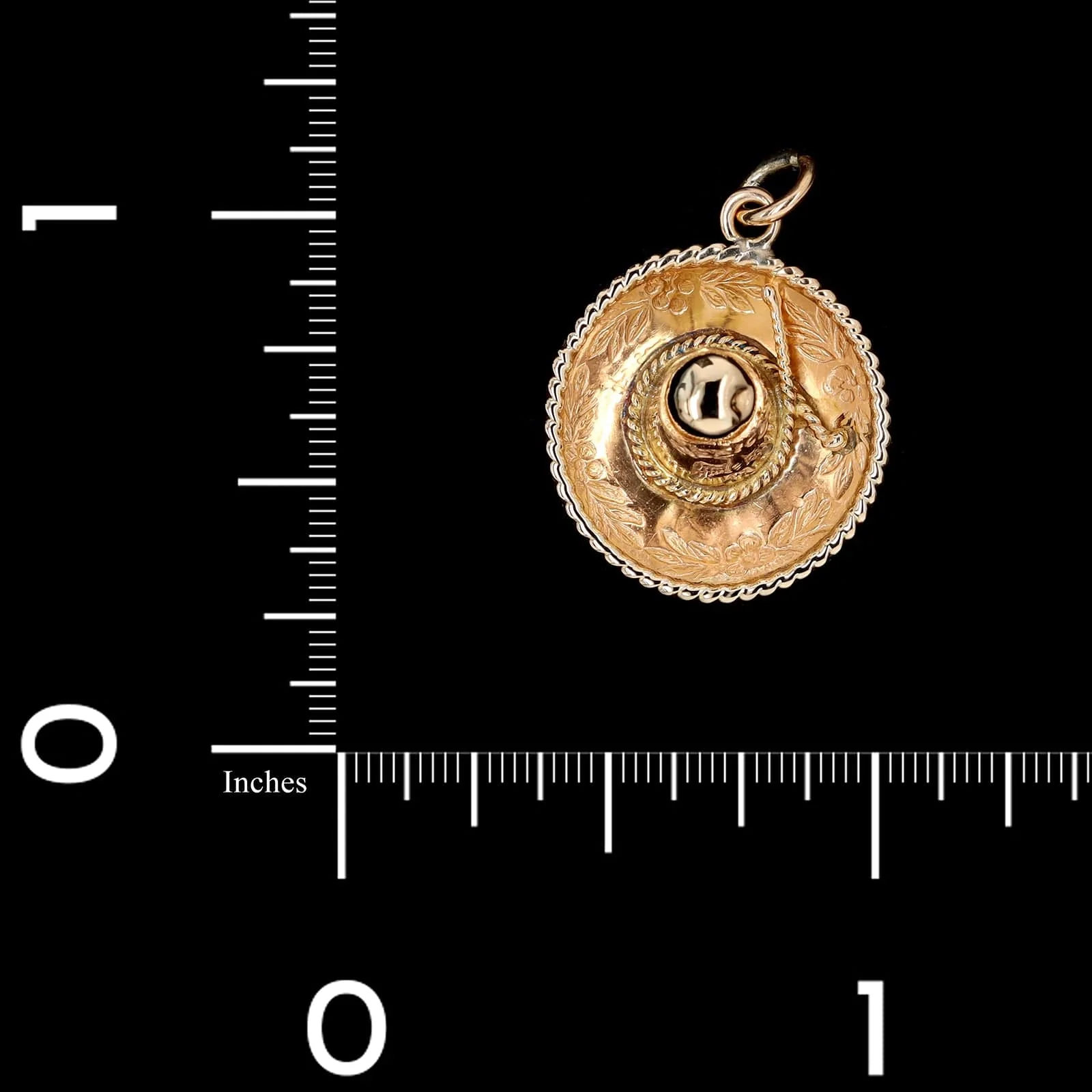 14K Yellow Gold Estate Sombrero Hat Charm - Image 3