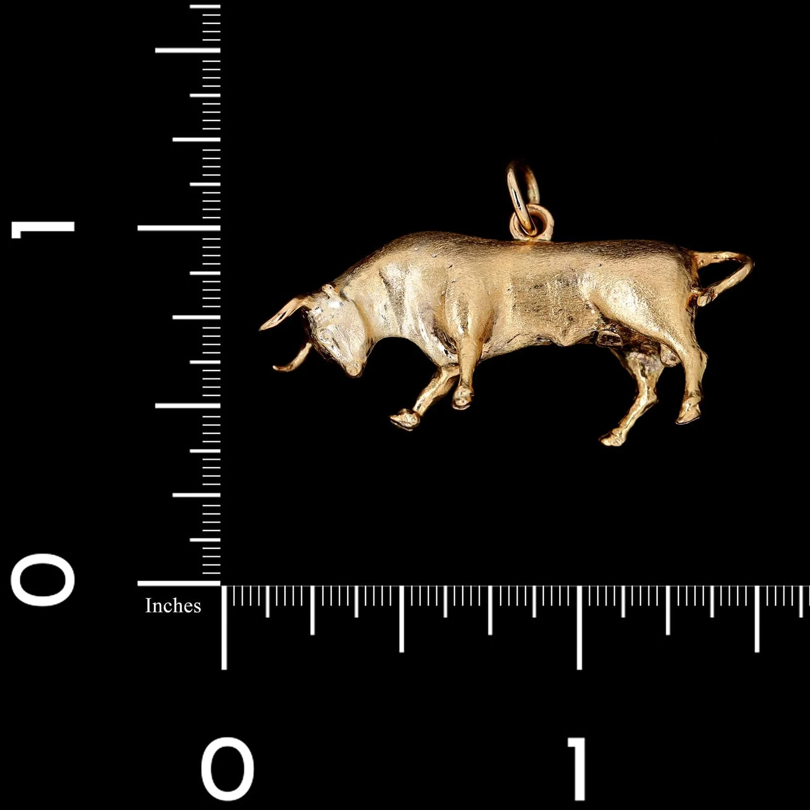 14K Yellow Gold Estate Bull Charm - Image 3