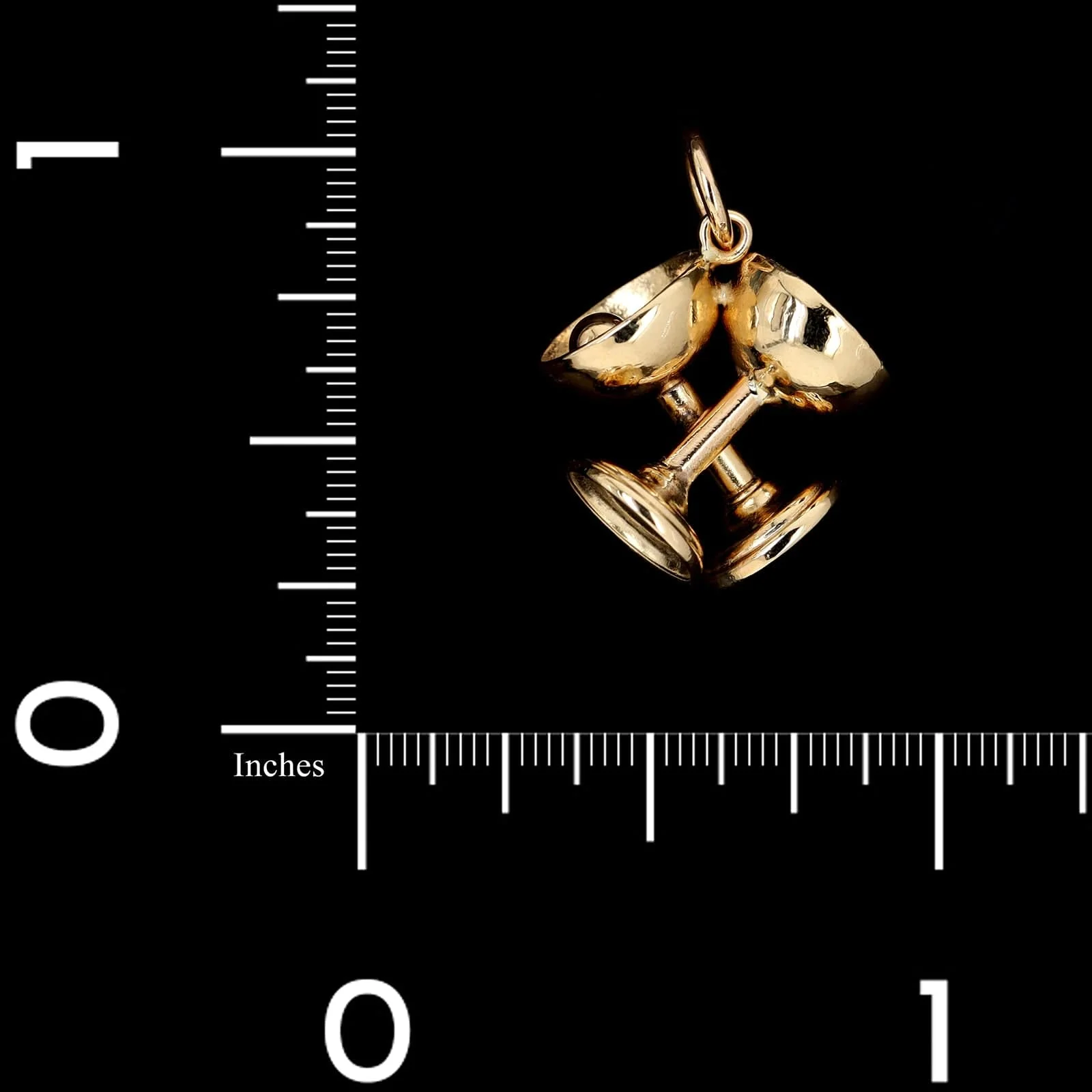 14K Yellow Gold Estate Cocktail Glass Charm - Image 2