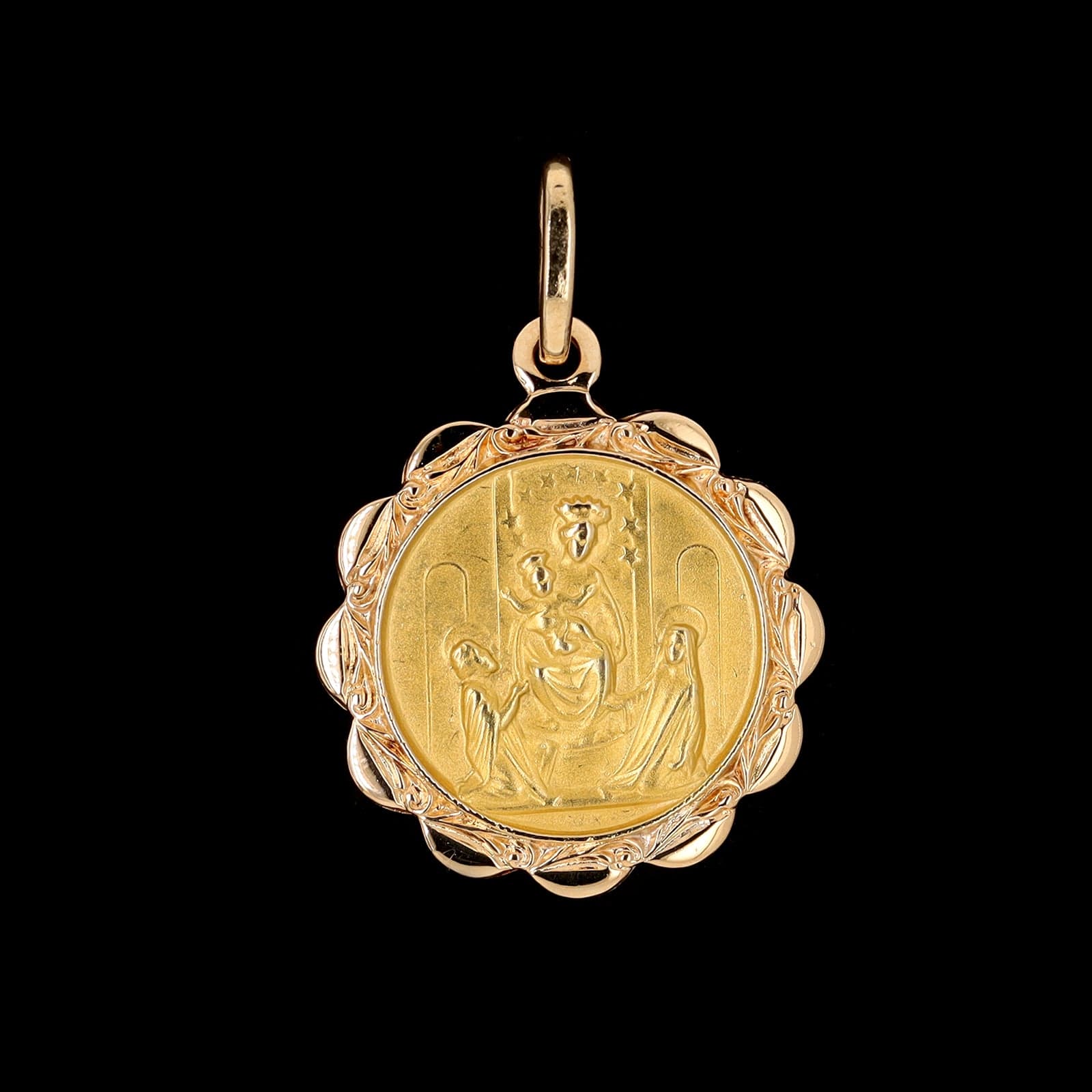 18K Yellow Gold Estate St. Anthony and Our Lady of the Rosary Reversable Medal - Image 2
