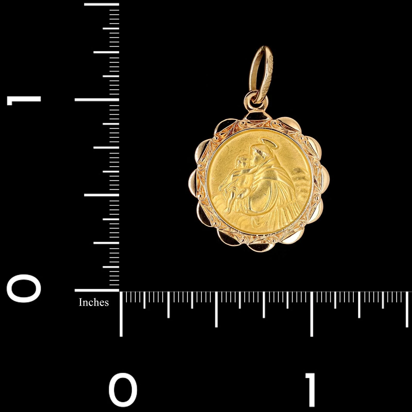 18K Yellow Gold Estate St. Anthony and Our Lady of the Rosary Reversable Medal - Image 3